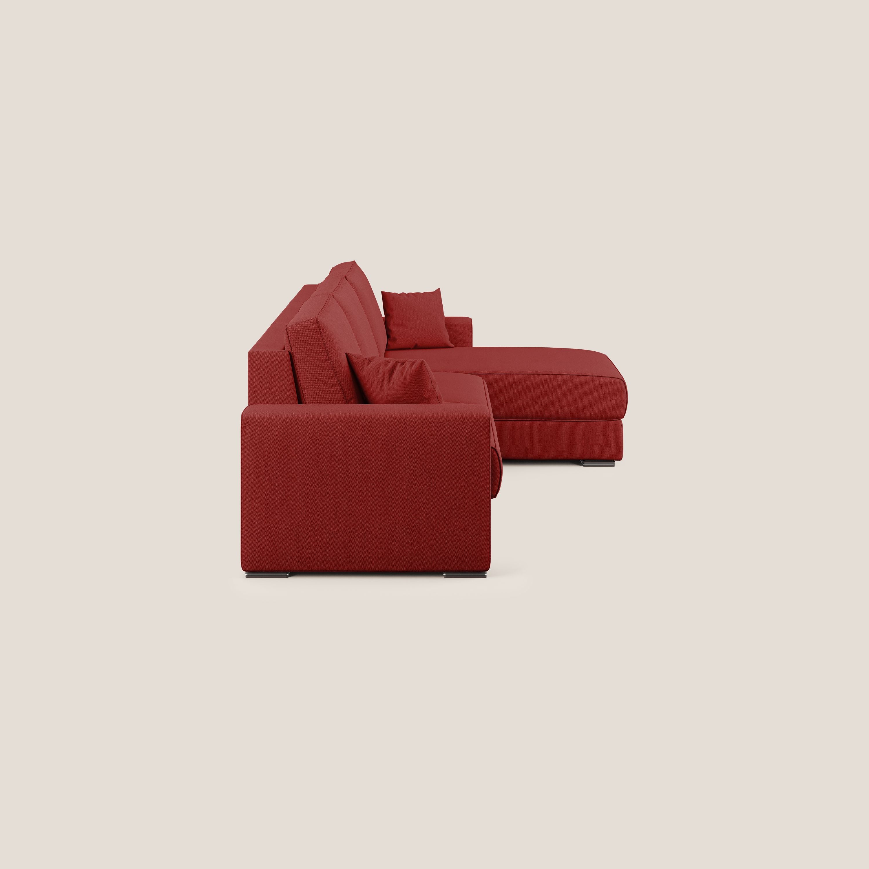 Dream Divano letto angolare in tessuto smacchiabile T05 rosso - divani.store