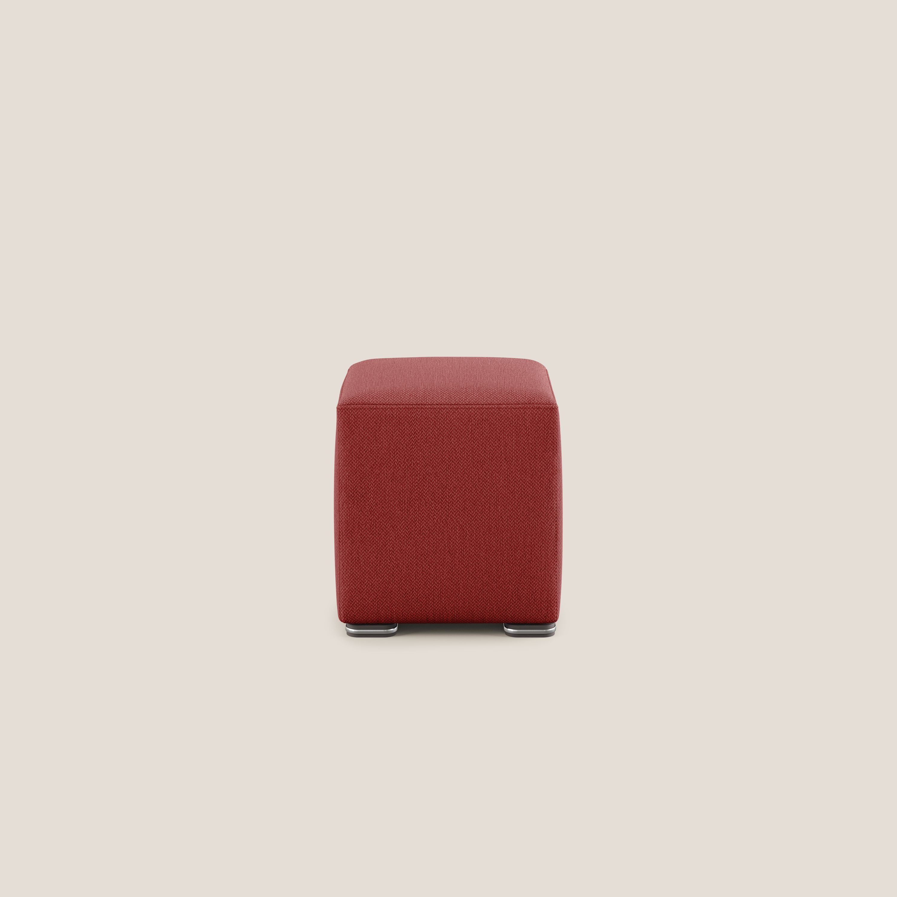 Cube pouf in tessuto morbido smacchiabile T05 rosso - divani.store