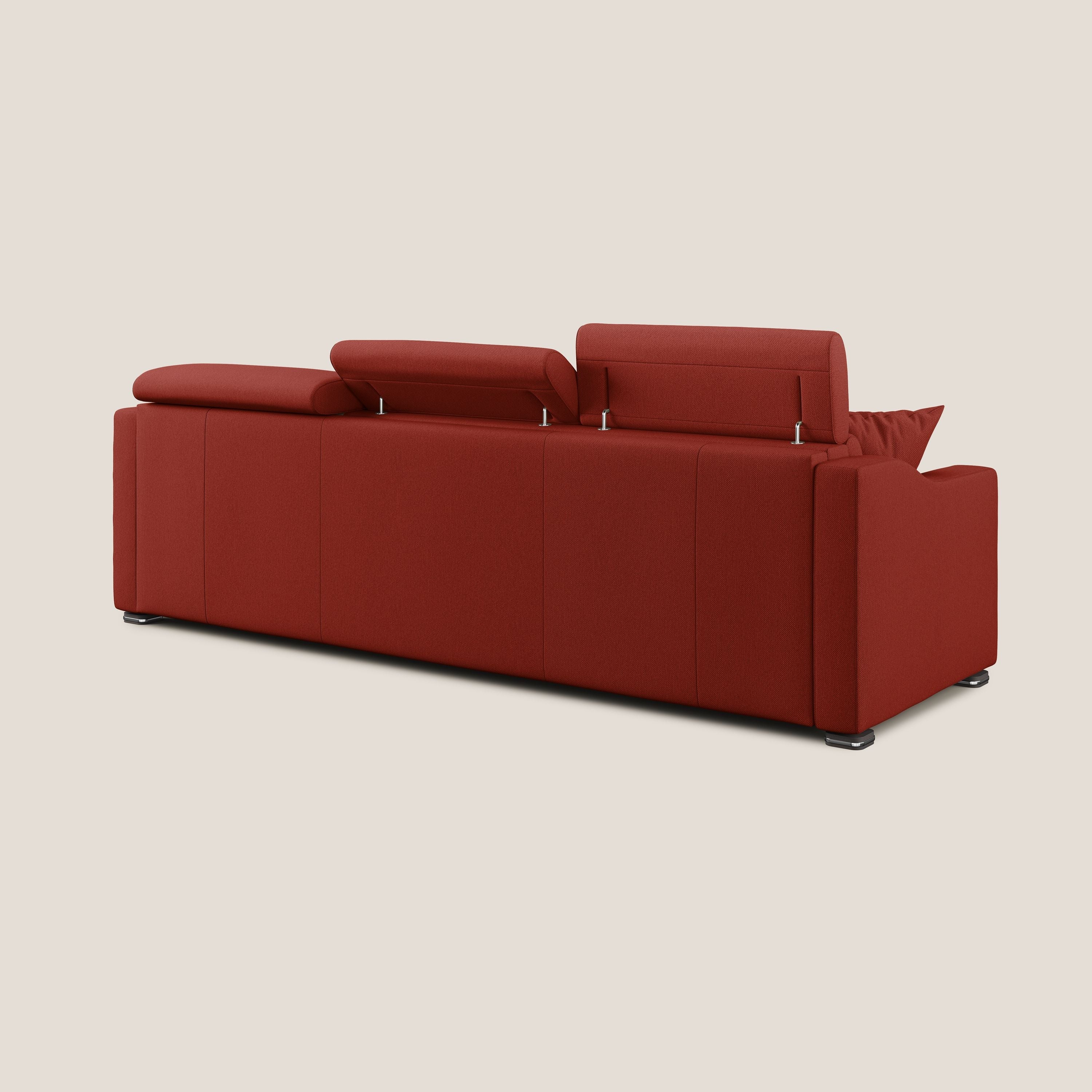 Amber divano letto angolare in tessuto smacchiabile T05 rosso - divani.store