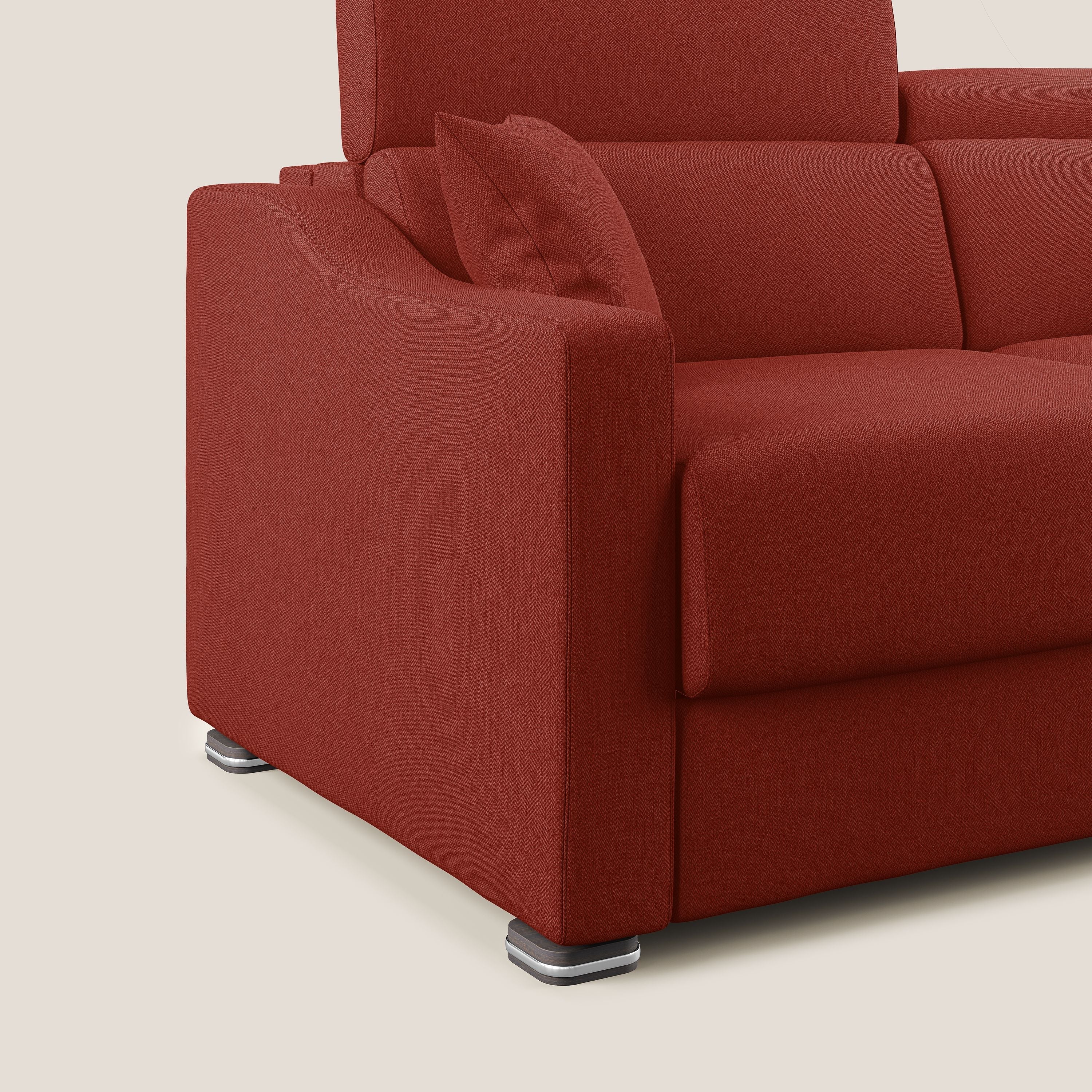 Amber divano letto angolare in tessuto smacchiabile T05 rosso - divani.store