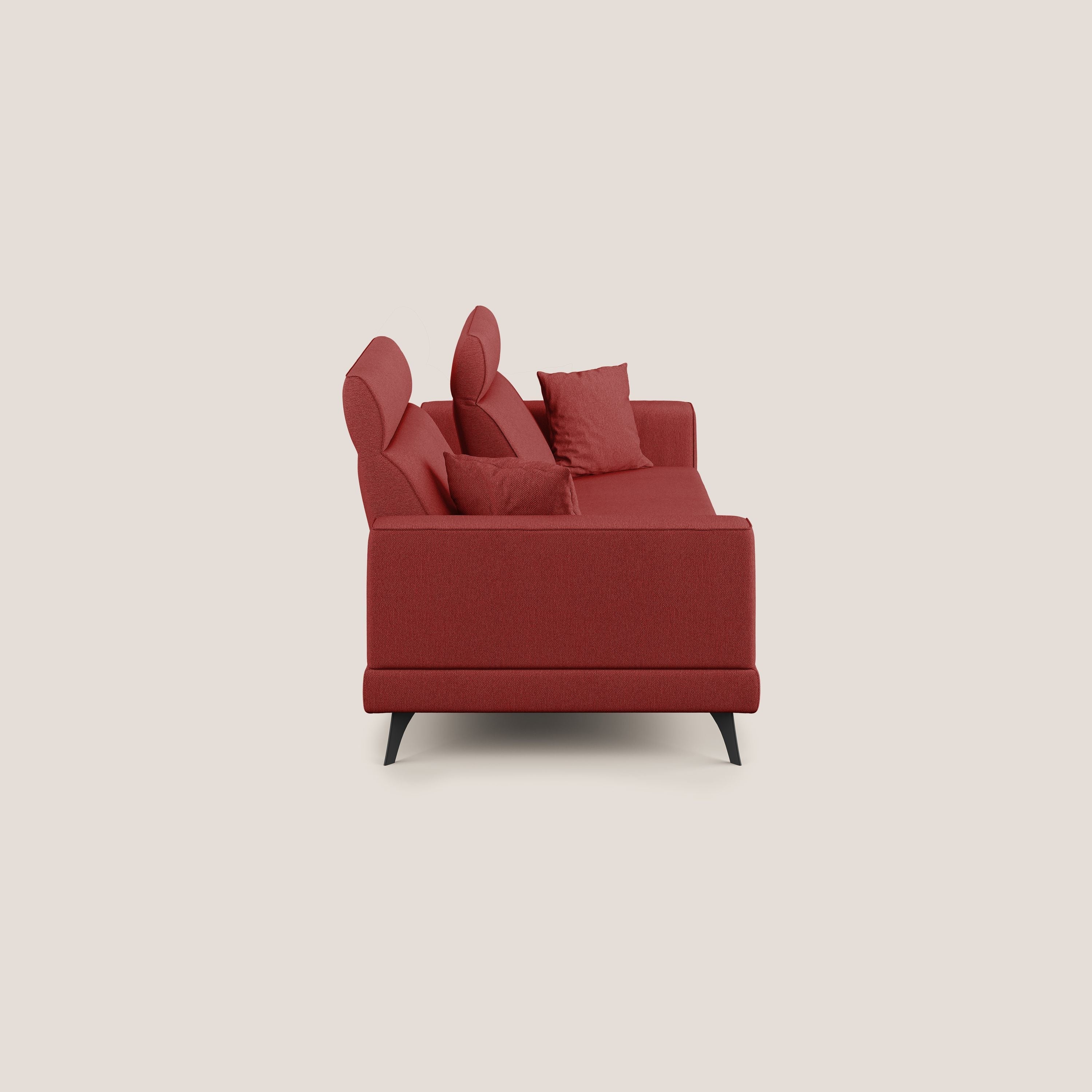 Slide Divano con schienali traslanti e poggiatesta in tessuto smacchiabile T05 rosso - divani.store