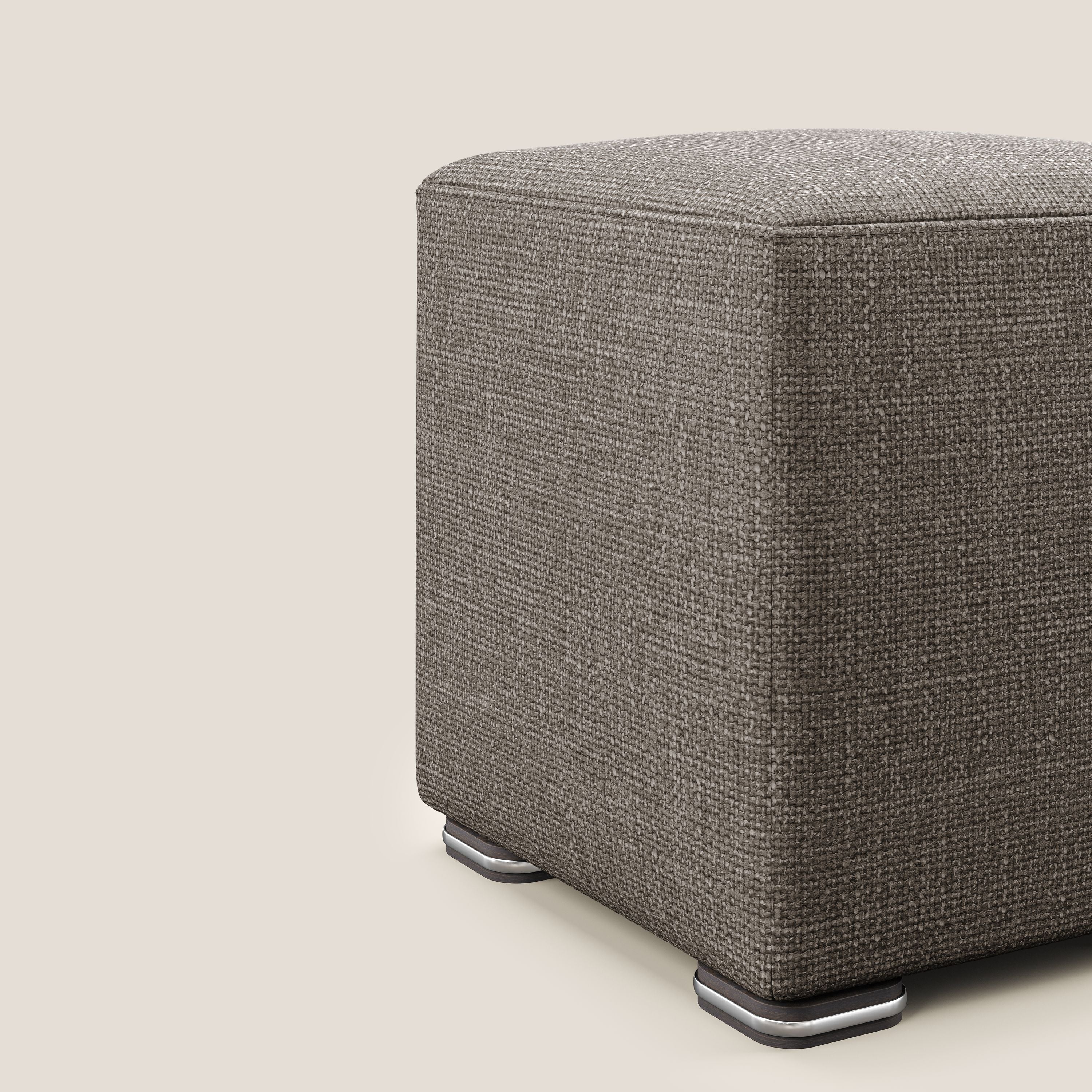 Cube pouf in morbido tessuto impermeabile ad intreccio melangiato T06 marrone - divani.store