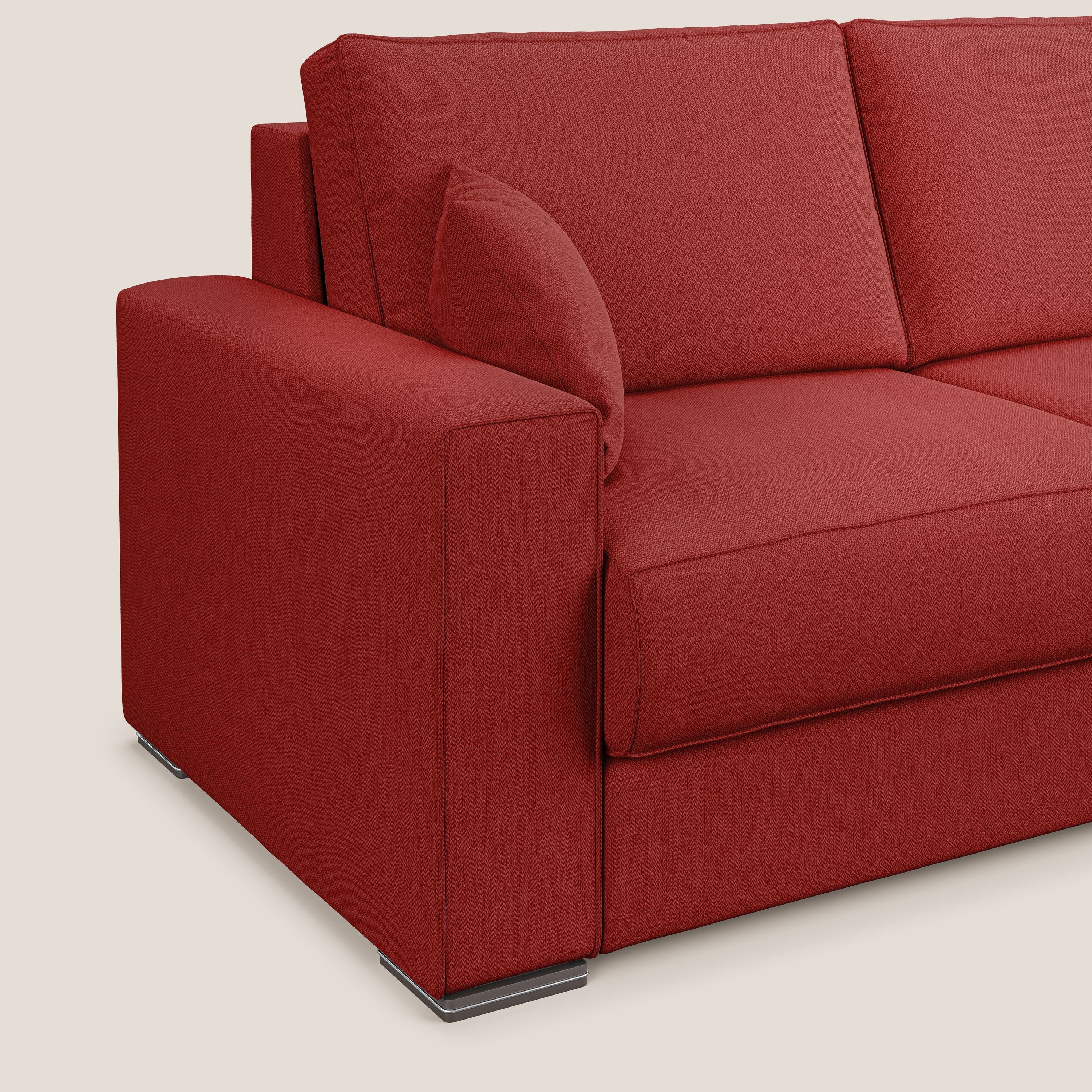 Dream Divano letto angolare in tessuto smacchiabile T05 rosso - divani.store