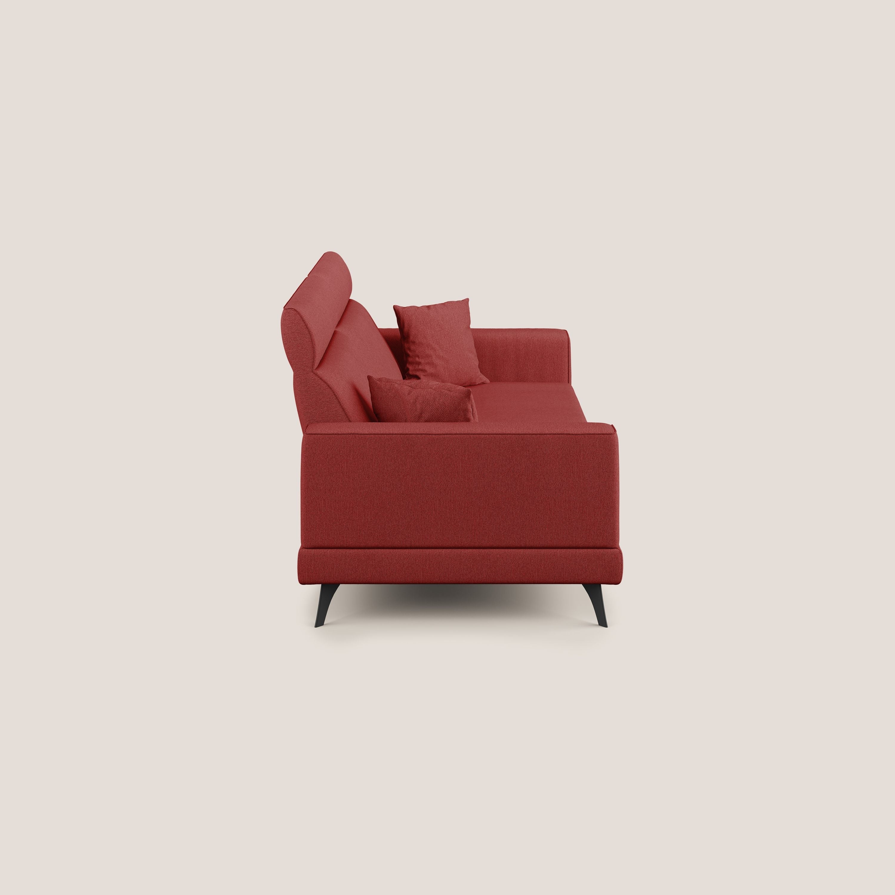 Slide Divano con schienali traslanti e poggiatesta in tessuto smacchiabile T05 rosso - divani.store