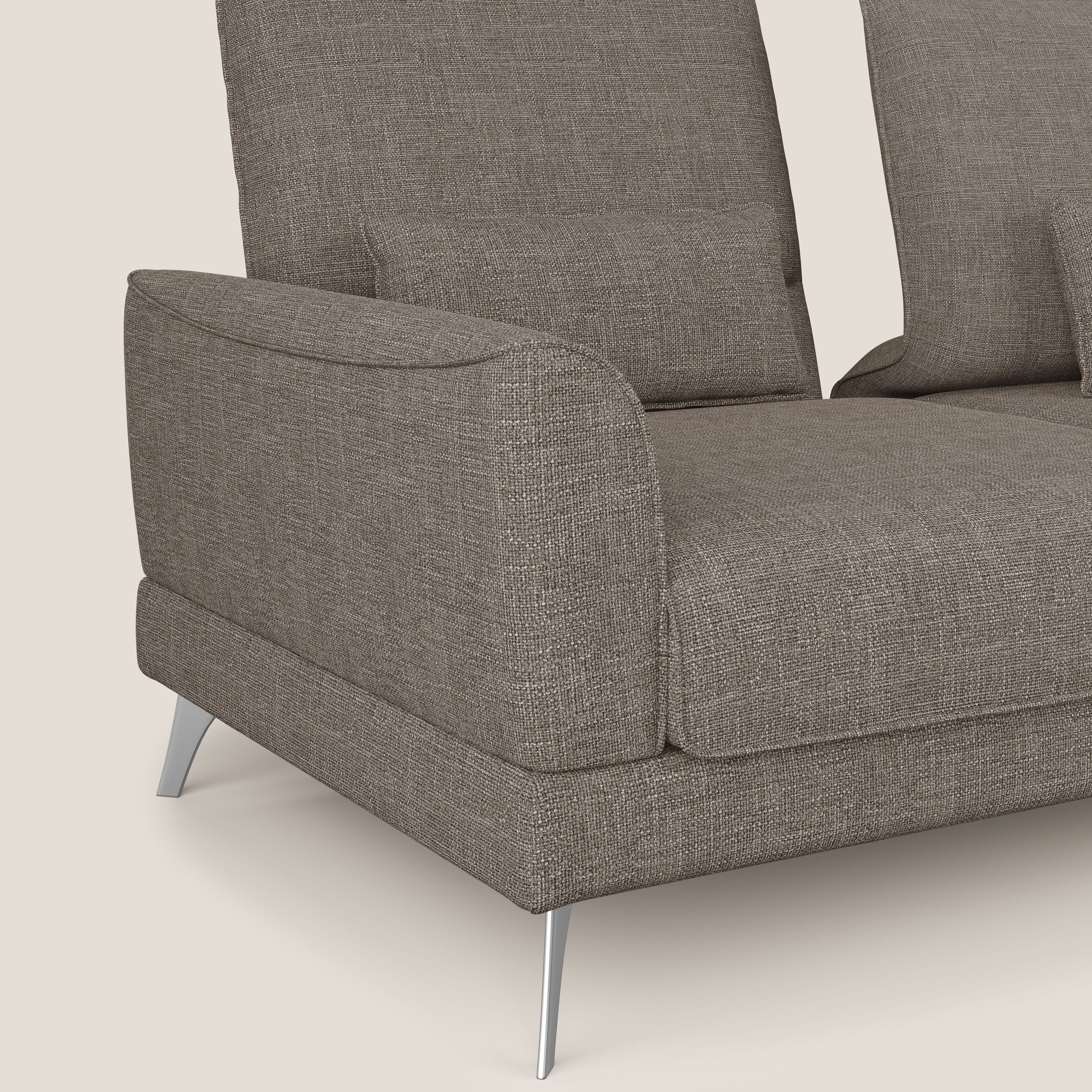 Tommy Divano relax con schienali traslanti in morbido tessuto fiammato T06 marrone - divani.store