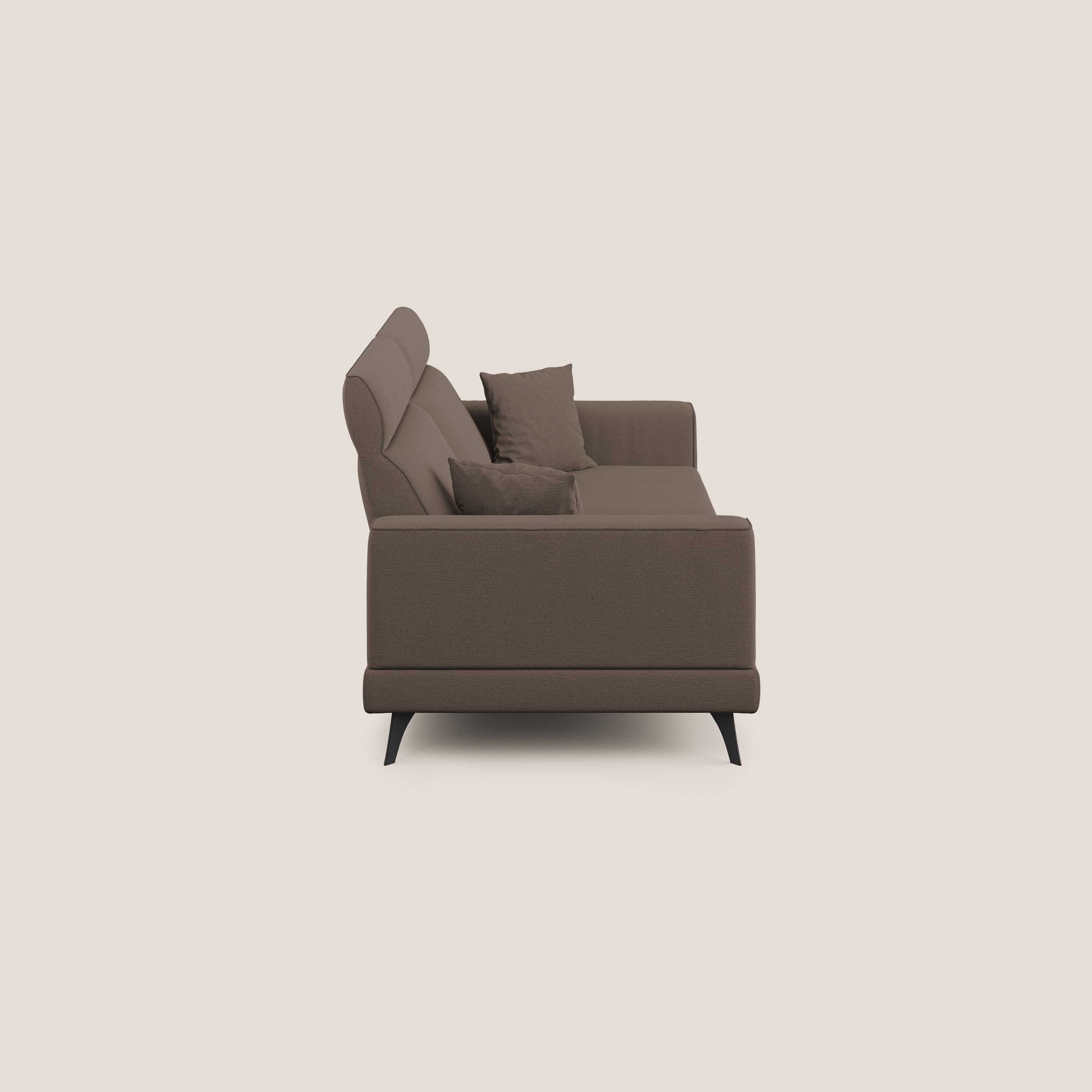 Slide Divano con schienali traslanti e poggiatesta in tessuto simil cotone impermeabile T19 marrone - divani.store