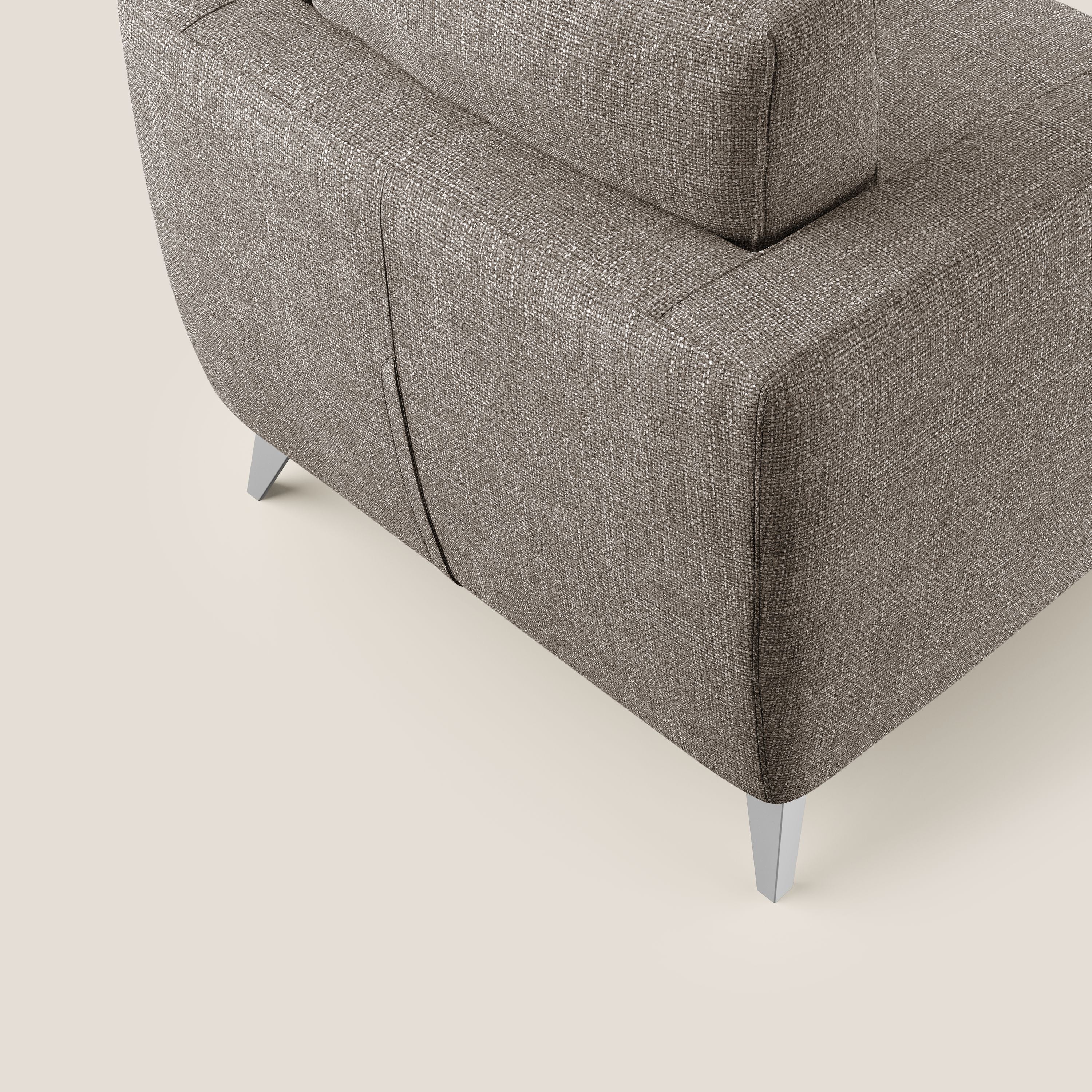 Orione Poltroncina in morbido tessuto impermeabile ad intreccio T06 marrone - divani.store