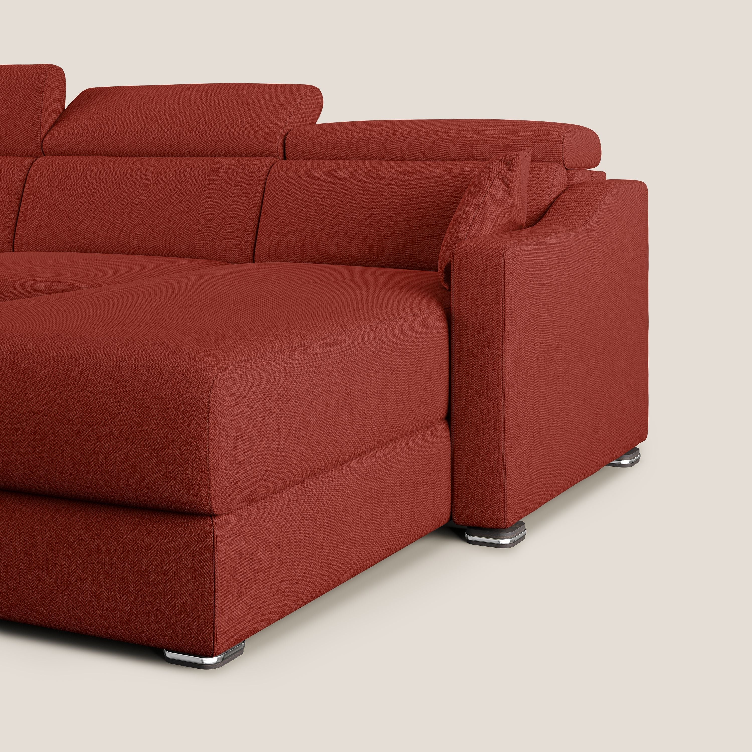 Amber divano letto angolare in tessuto smacchiabile T05 rosso - divani.store