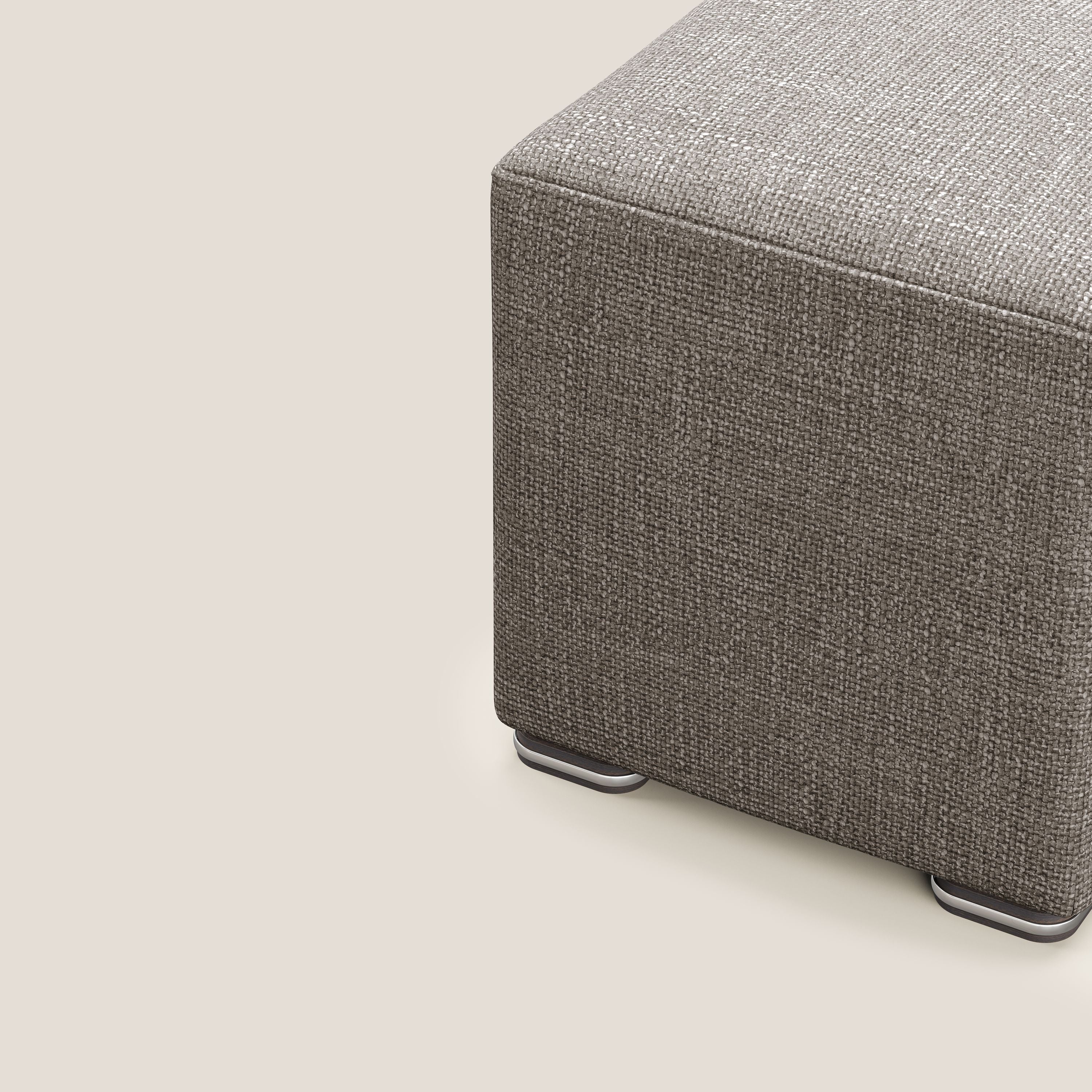 Cube pouf in morbido tessuto impermeabile ad intreccio melangiato T06 marrone - divani.store