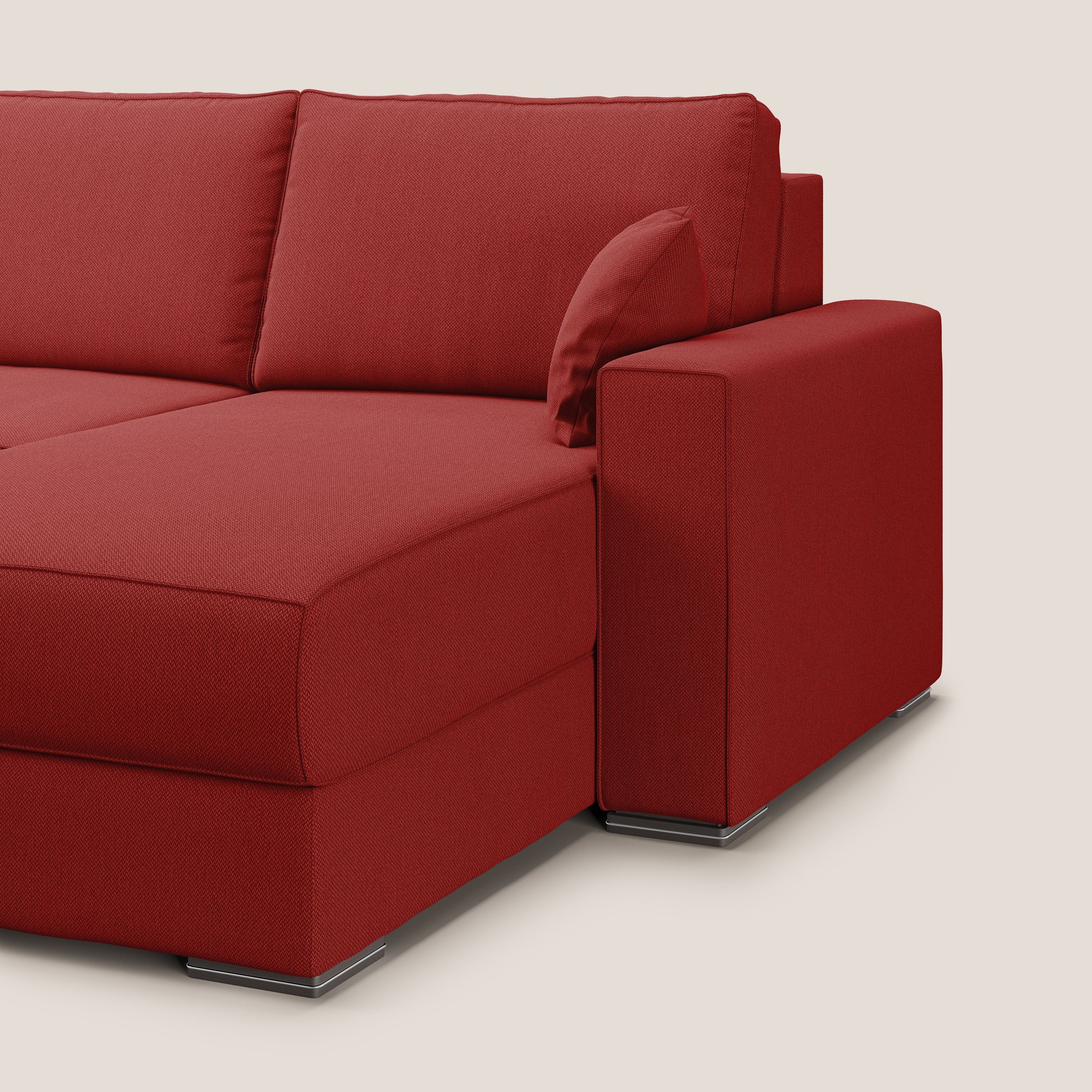 Dream Divano letto angolare in tessuto smacchiabile T05 rosso - divani.store