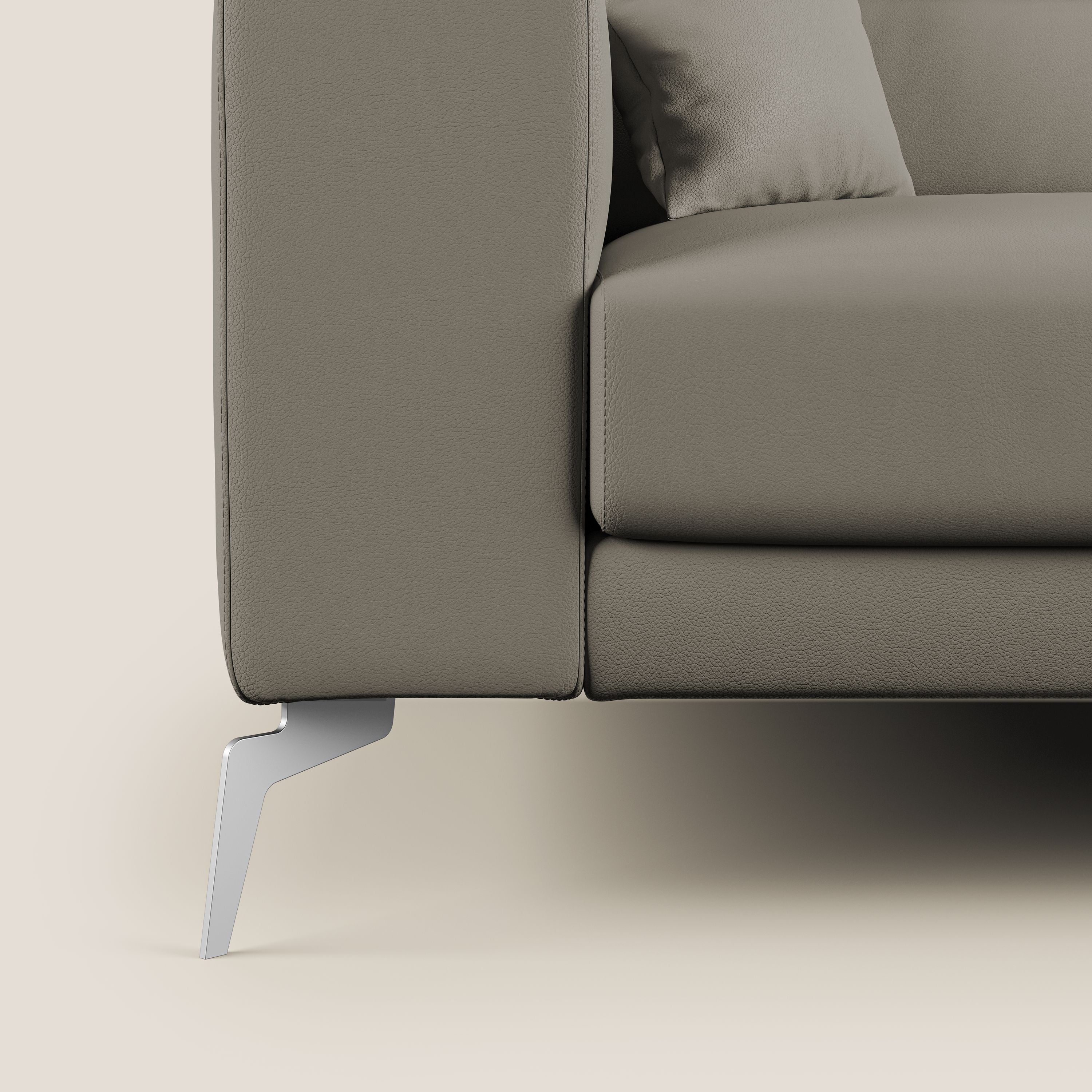 Blade Divano moderno angolare con poggiatesta reclinabili in Ecopelle T04 talpa - divani.store