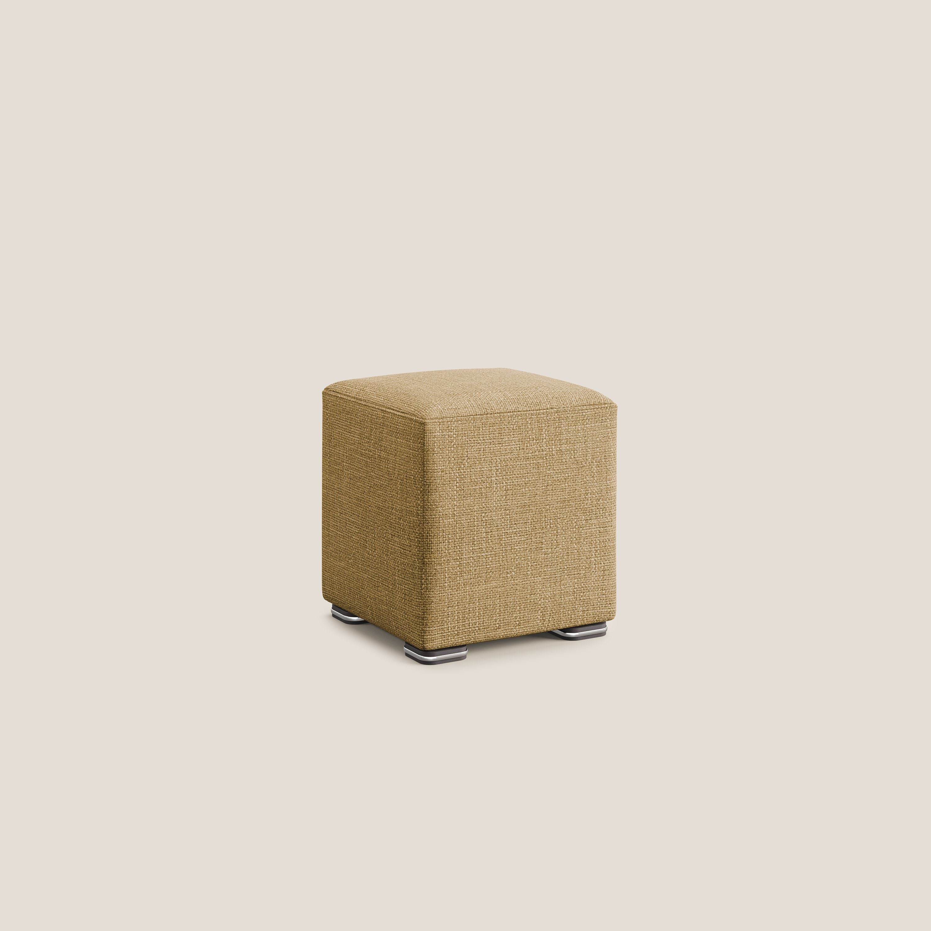 Cube pouf in morbido tessuto impermeabile ad intreccio melangiato T06 giallo - divani.store