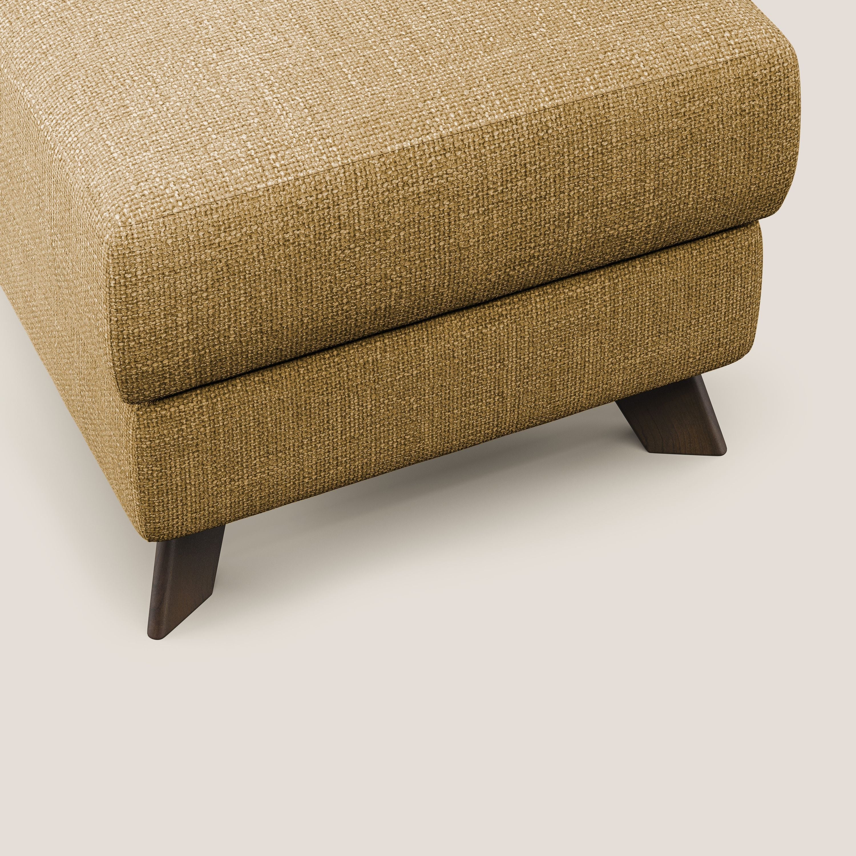 Moon Pouf contenitore e piedini alti in tessuto morbido ad intreccio soft-touch impermeabile T06 giallo - divani.store