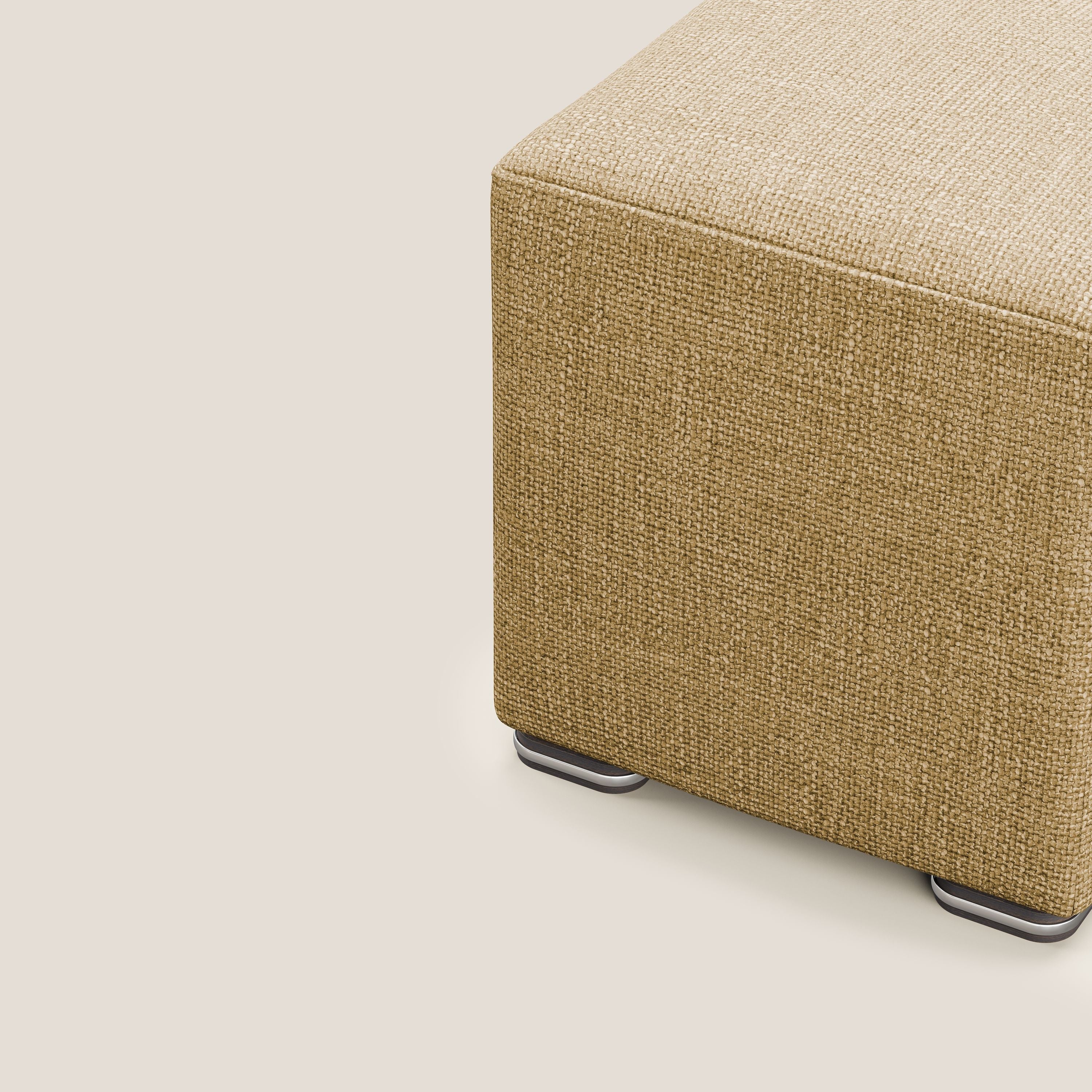 Cube pouf in morbido tessuto impermeabile ad intreccio melangiato T06 giallo - divani.store