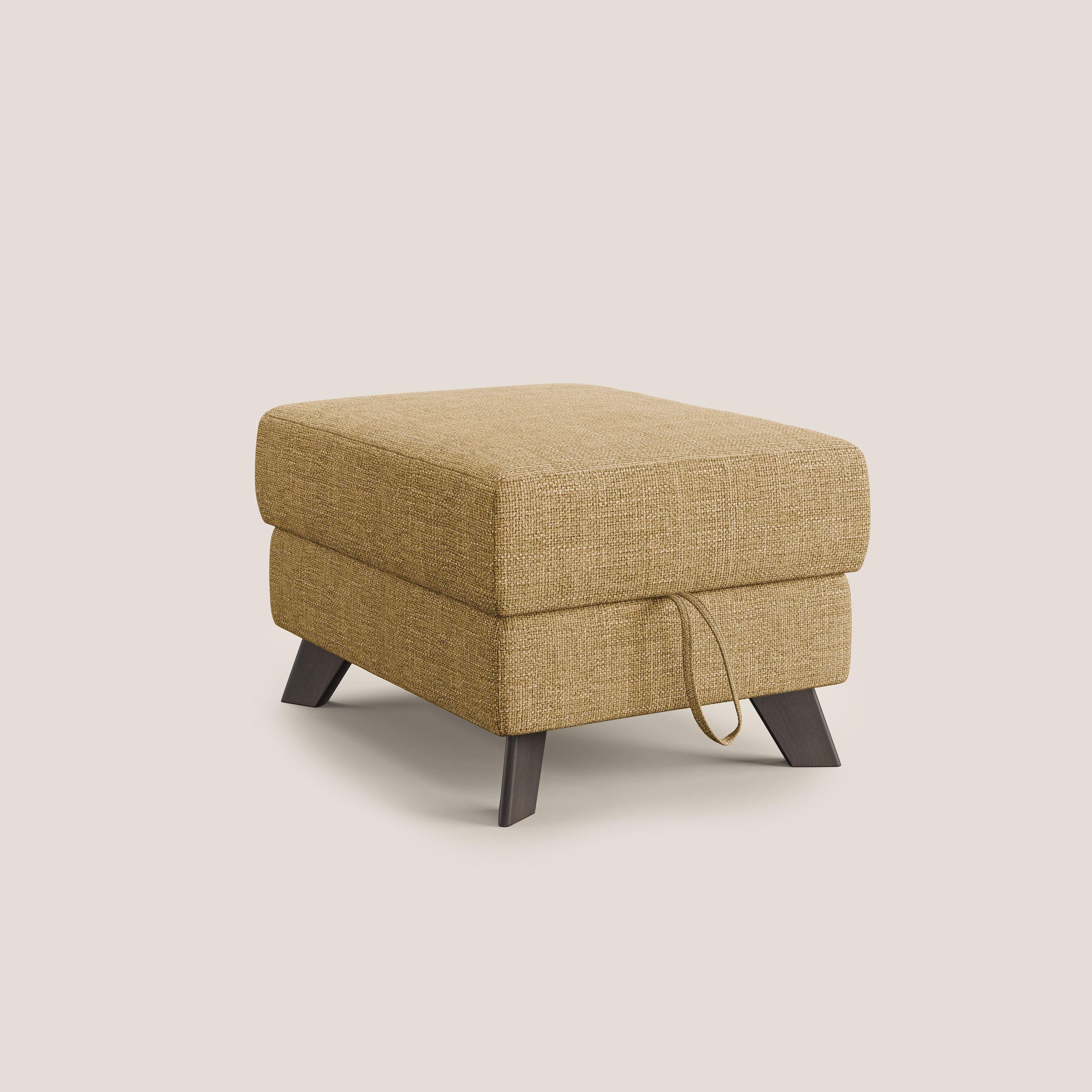 Moon Pouf contenitore e piedini alti in tessuto morbido ad intreccio soft-touch impermeabile T06 giallo - divani.store