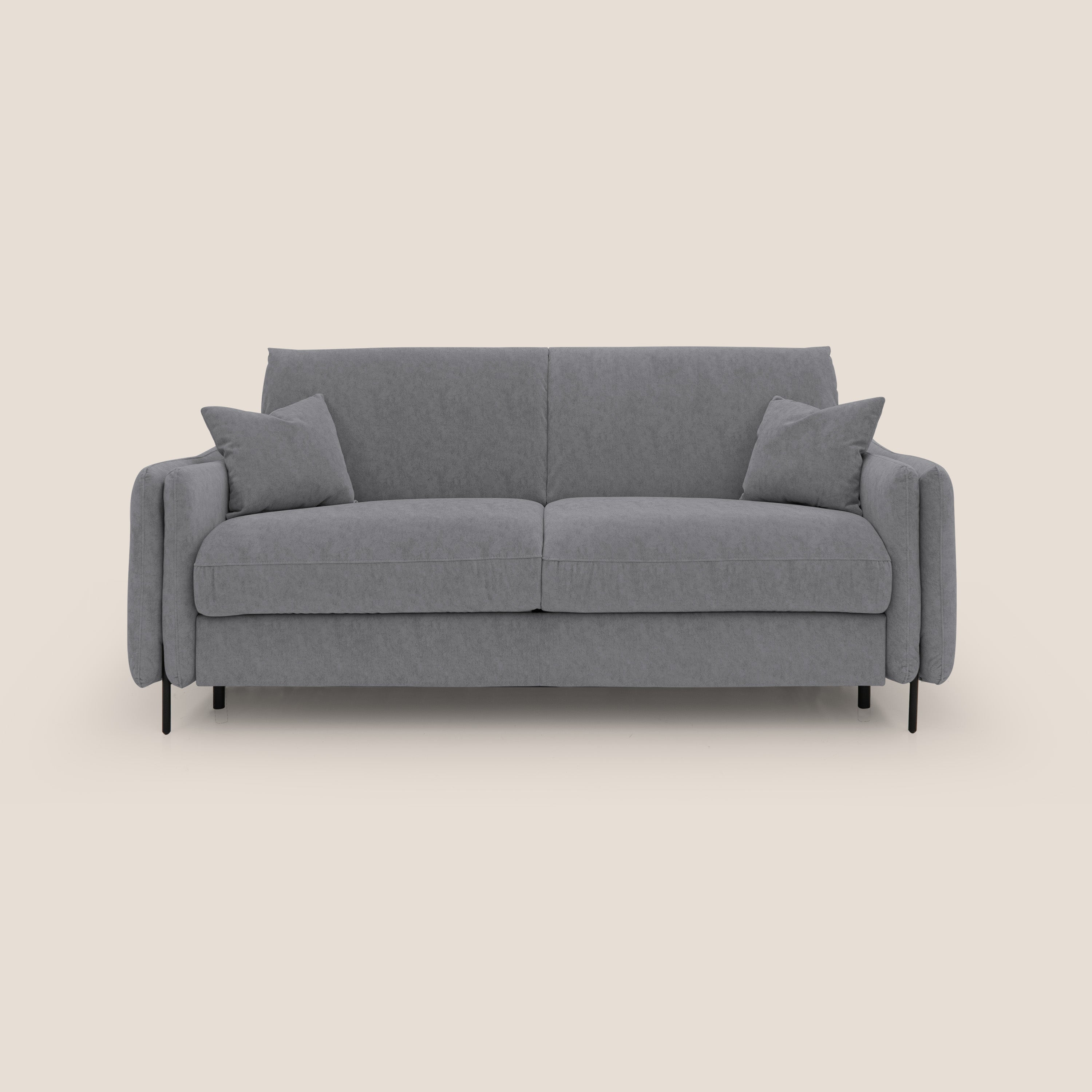 Gregory Divano letto con materasso h18 cm in microfibra effetto velluto impermeabile T09 grigio - divani.store