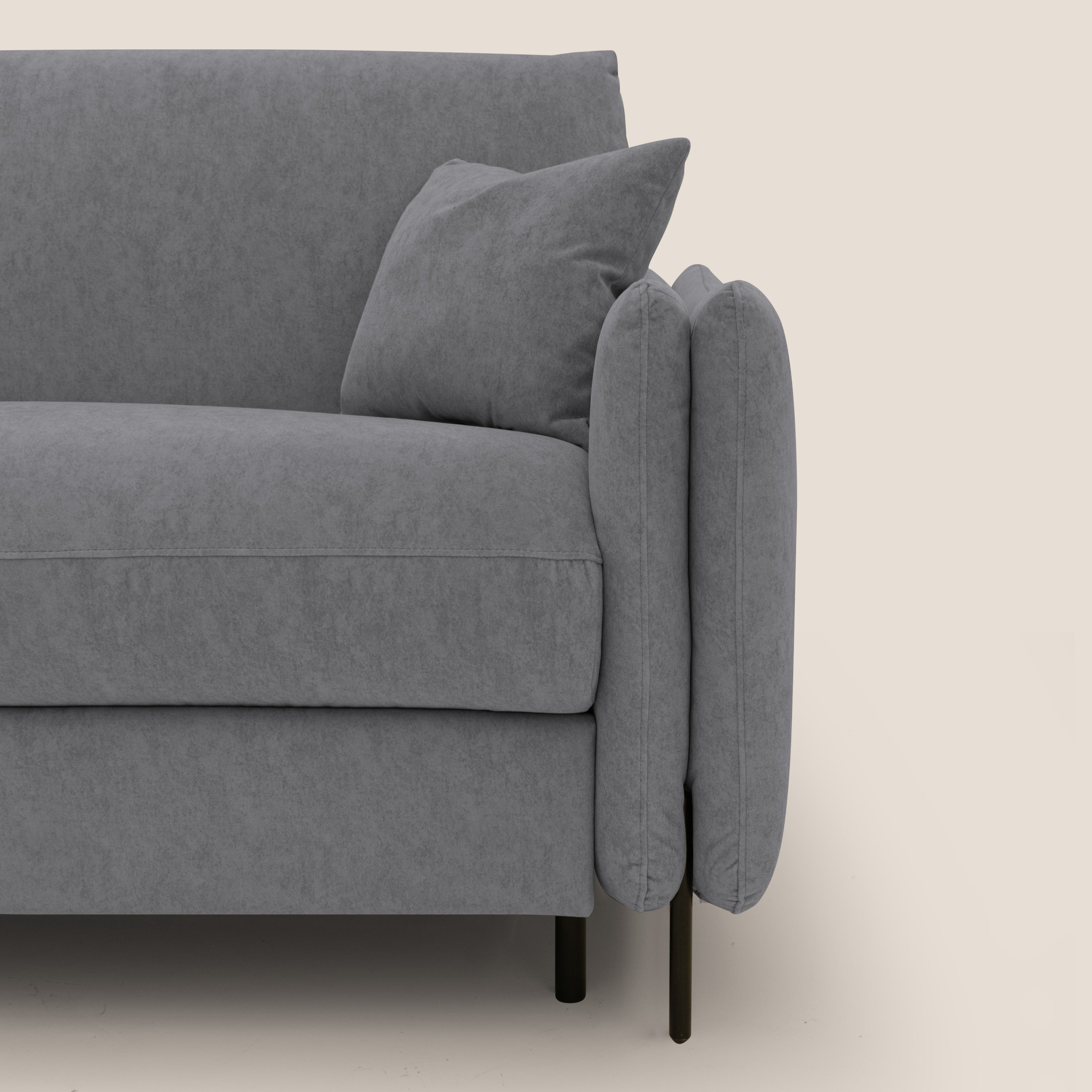 Gregory Divano letto con materasso h18 cm in microfibra effetto velluto impermeabile T09 grigio - divani.store