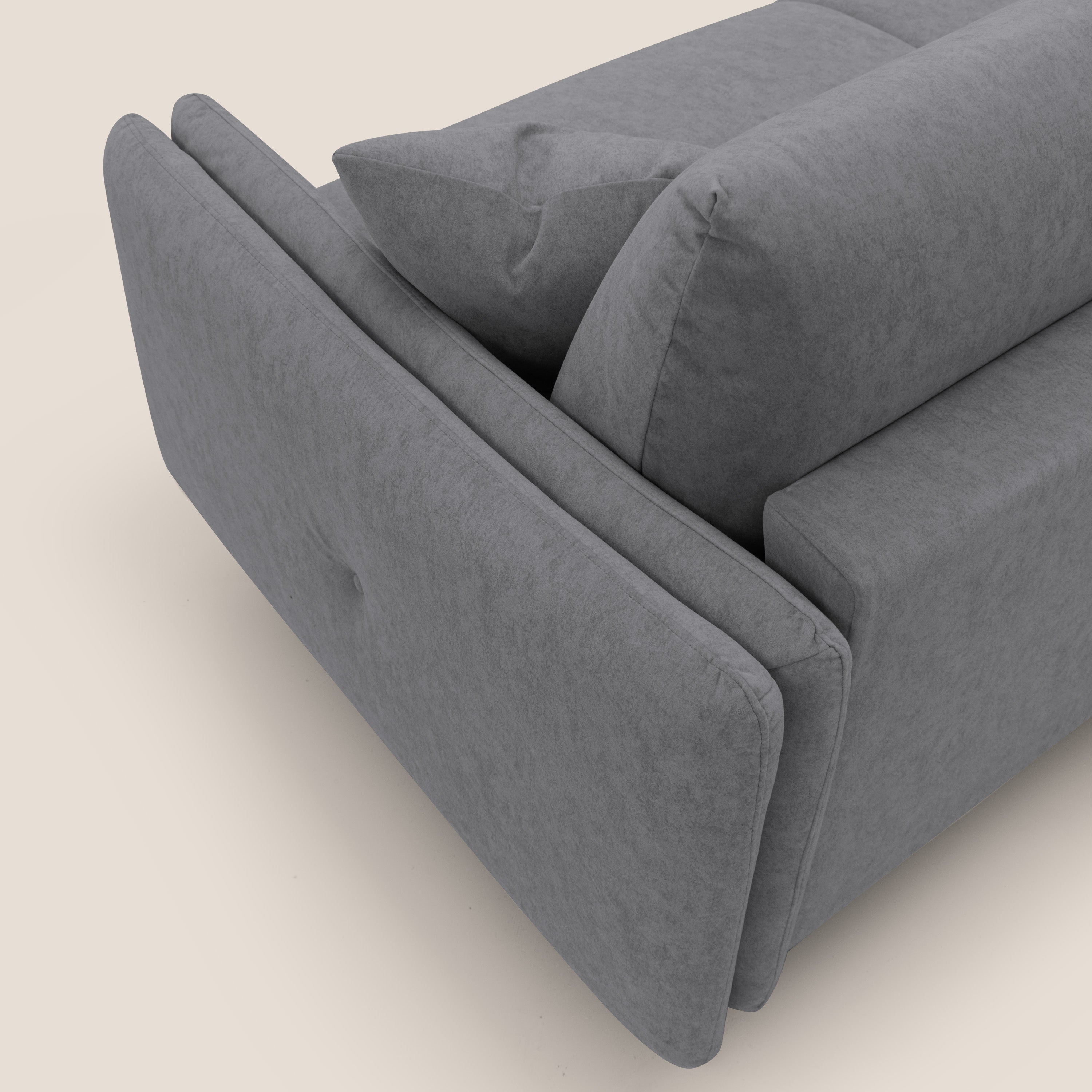 Gregory Divano letto con materasso h18 cm in microfibra effetto velluto impermeabile T09 grigio - divani.store