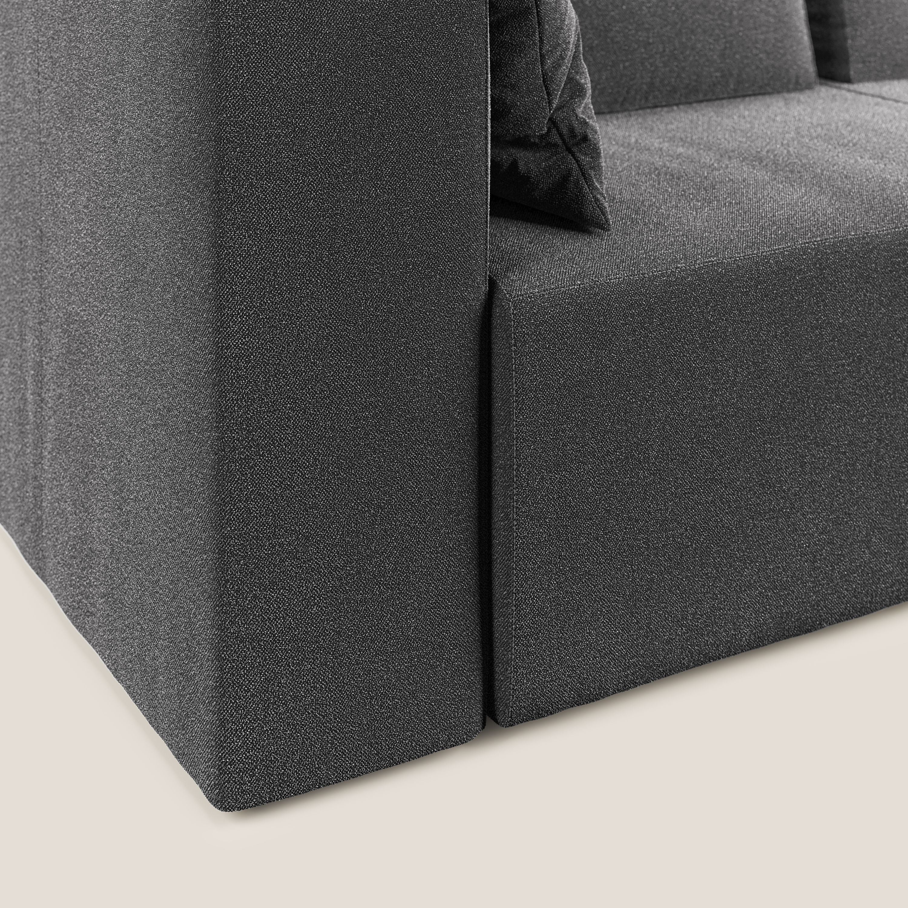 Nettuno divano moderno componibile in morbido tessuto bouclè T07 antracite - divani.store