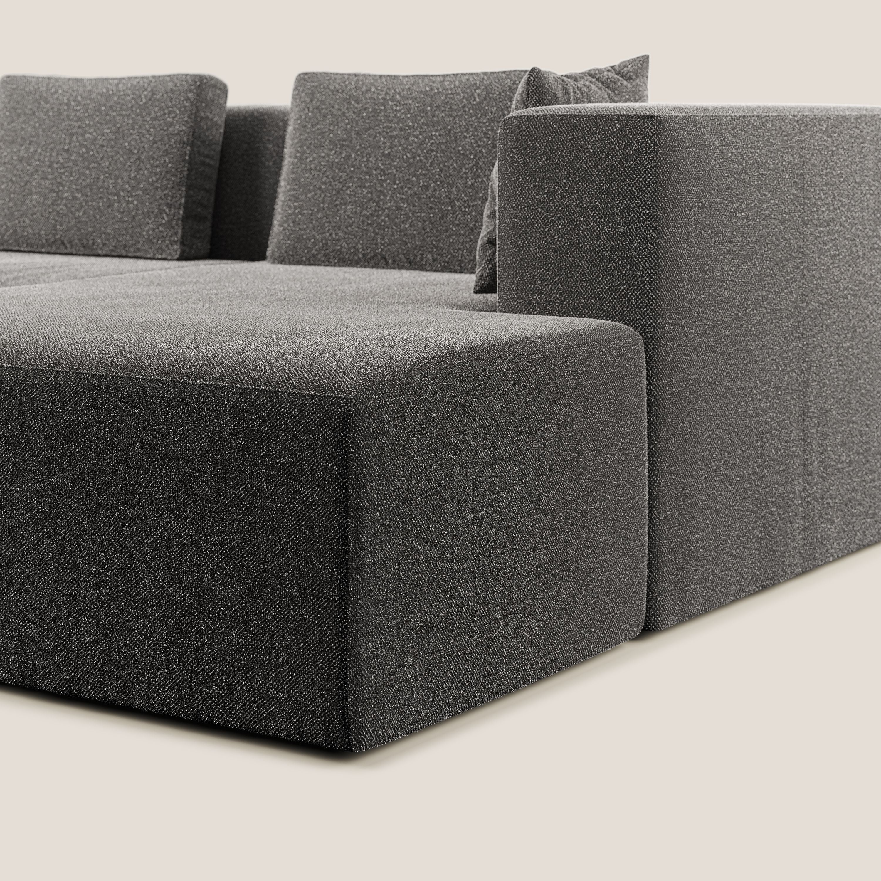 Nettuno divano panoramico in morbido tessuto bouclè T07 antracite - divani.store