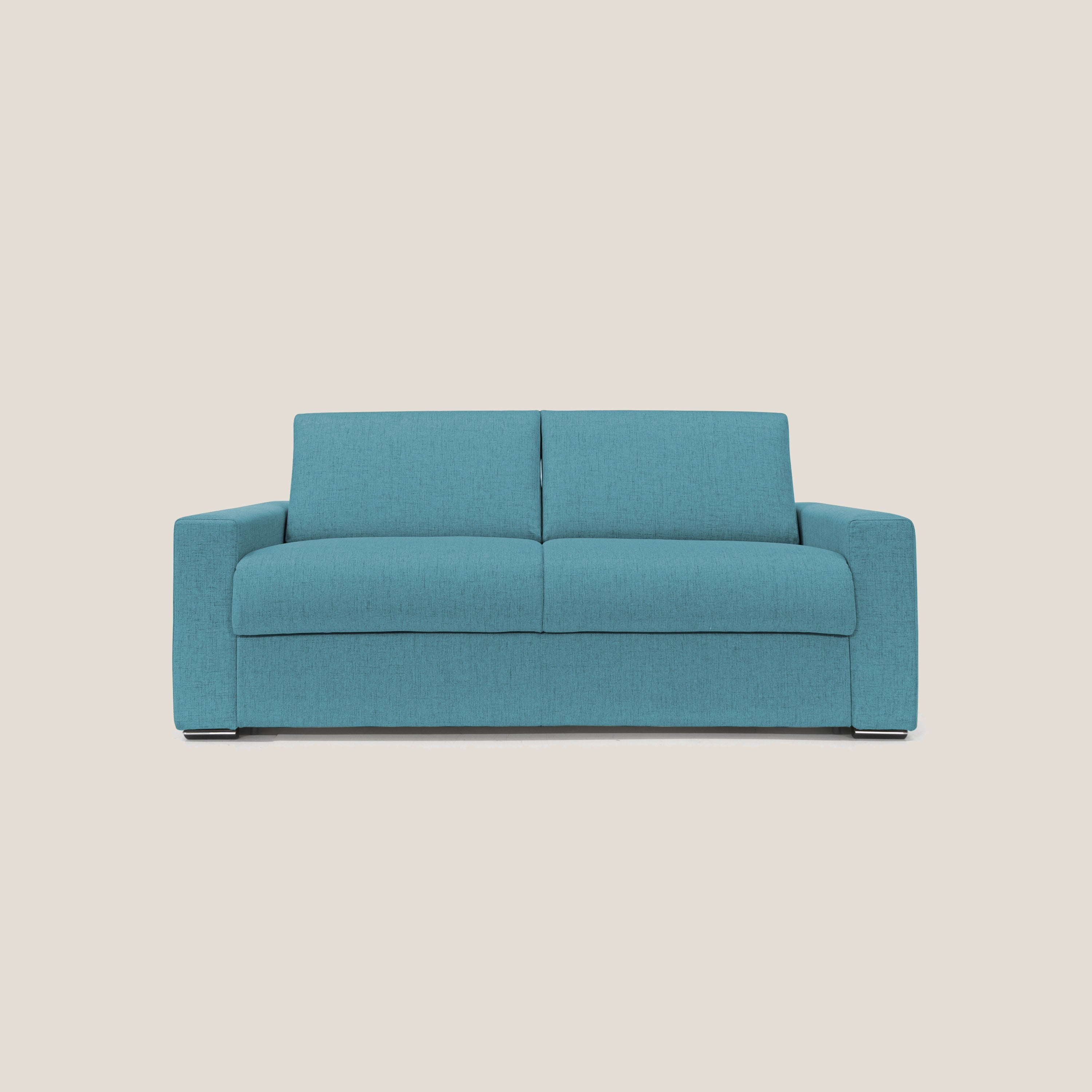 Nixon Divano letto matrimoniale con materasso 20 cm in tessuto impermeabile T03 azzurro - divani.store