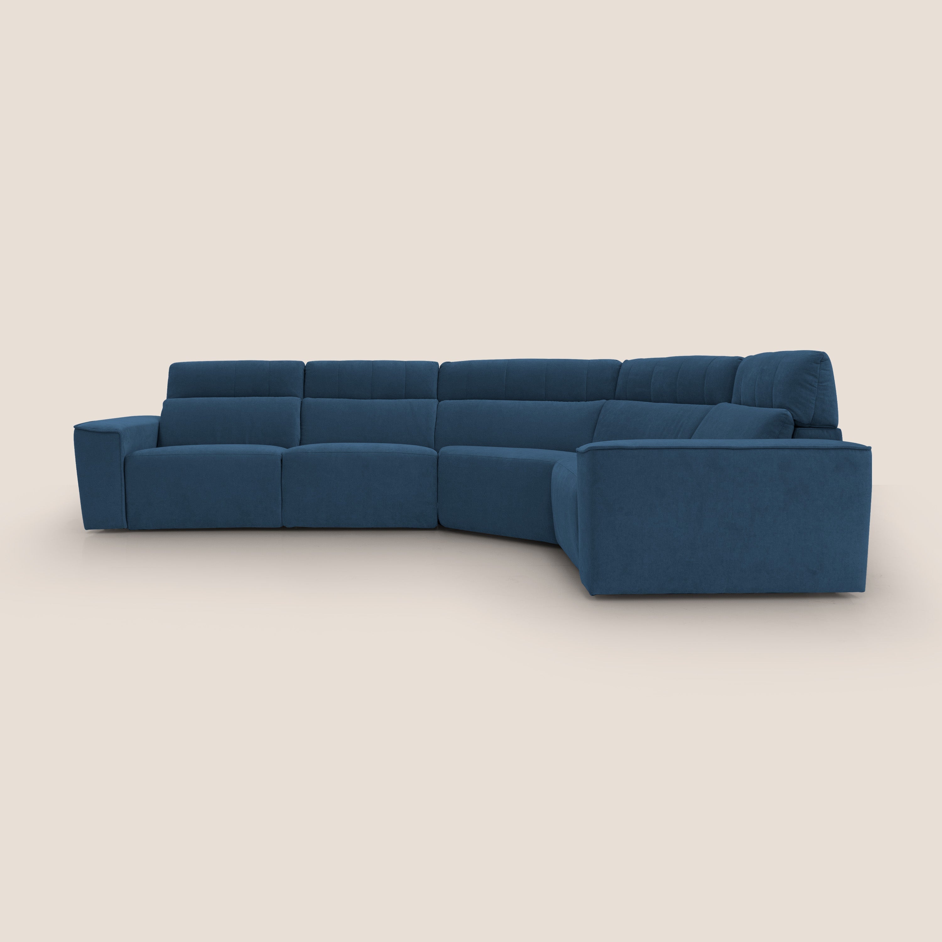Clark Divano modulare angolare REVERSIBILE con opzione relax elettrico in tessuto smacchiabile impermeabile T17 blu - divani.store