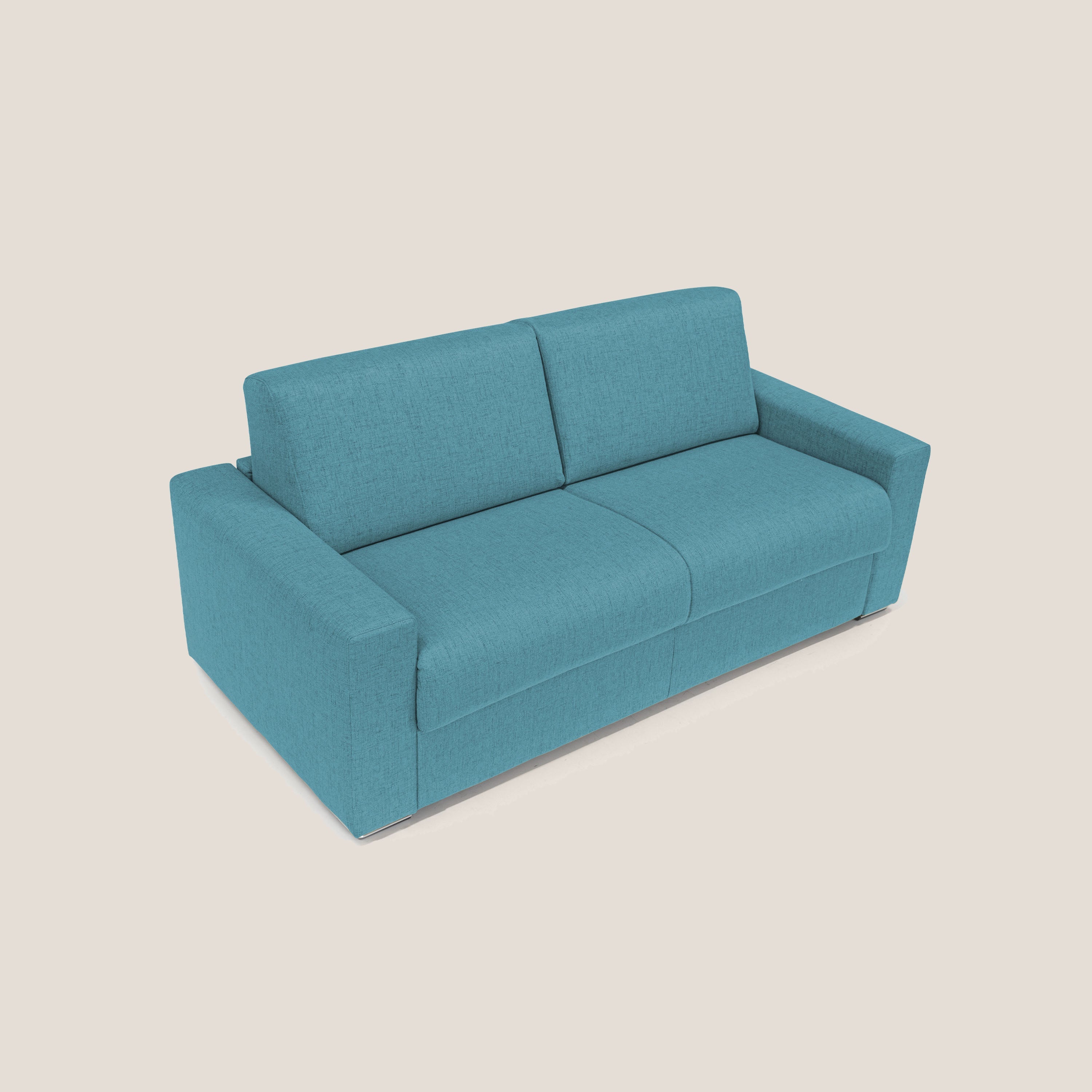 Nixon Divano letto matrimoniale con materasso 20 cm in tessuto impermeabile T03 azzurro - divani.store