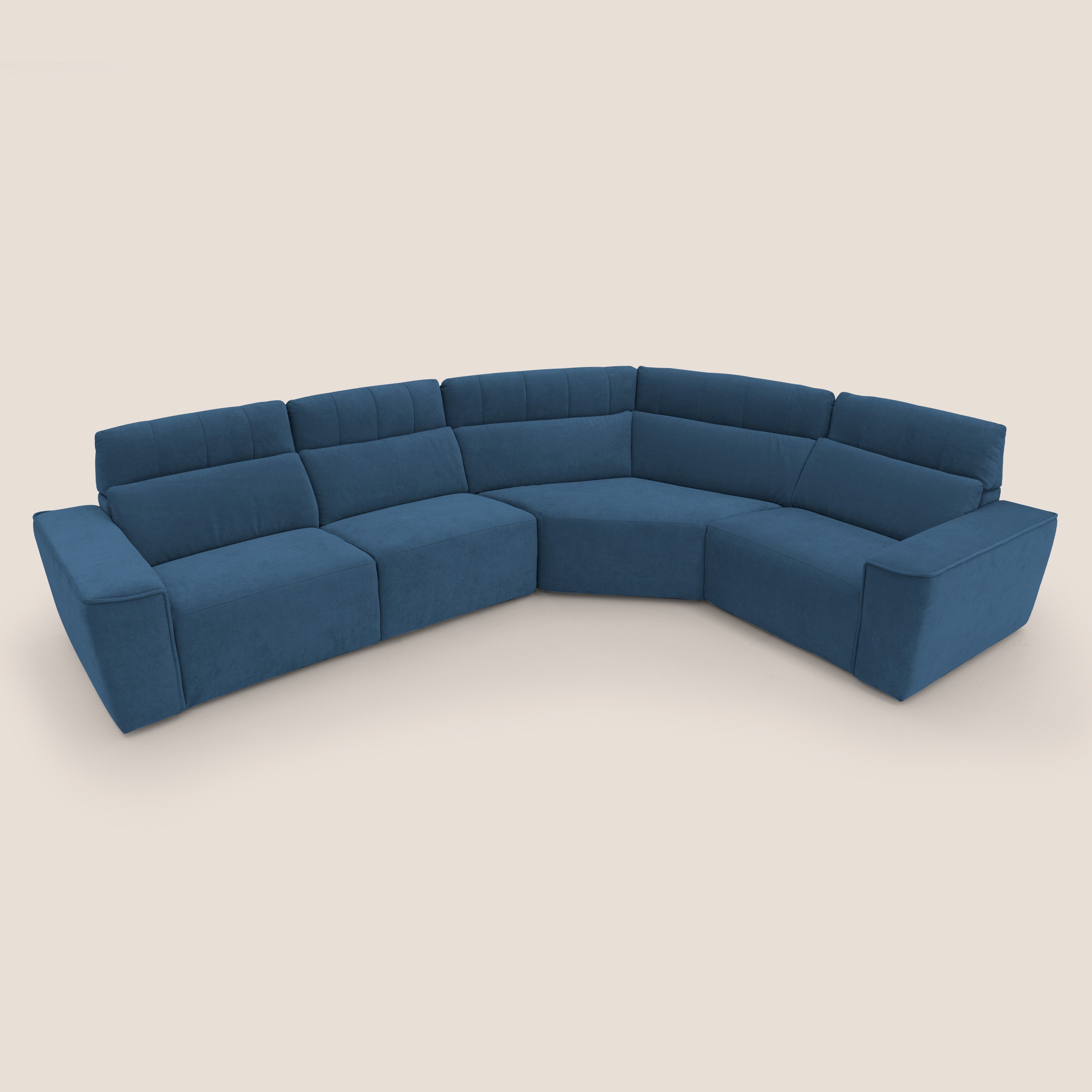 Clark Divano modulare angolare REVERSIBILE con opzione relax elettrico in tessuto smacchiabile impermeabile T17 blu - divani.store