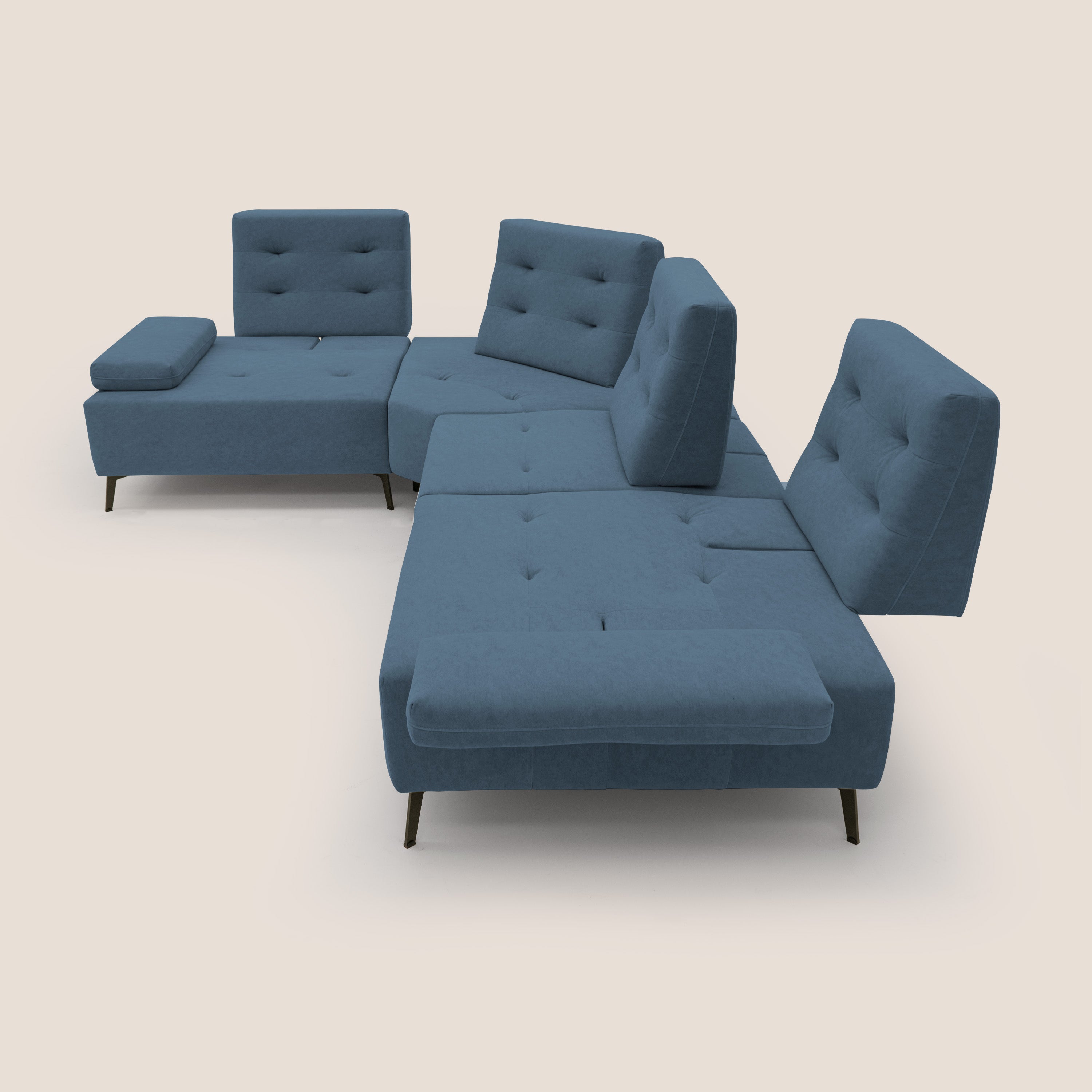 Lugano Divano angolare con schienali traslanti in microfibra effetto velluto T09 - divani.store