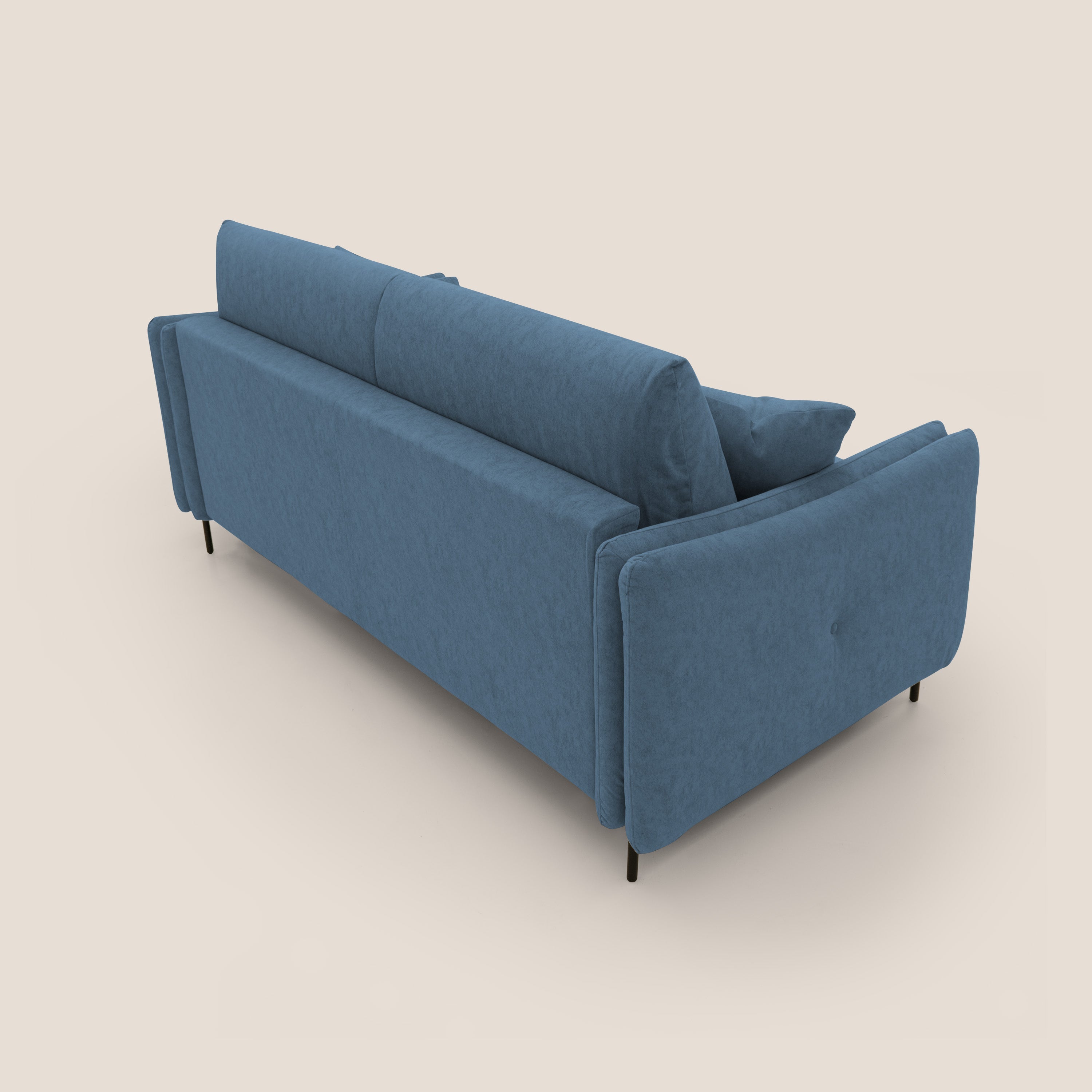 Gregory Divano letto con materasso h18 cm in microfibra effetto velluto impermeabile T09 blu - divani.store