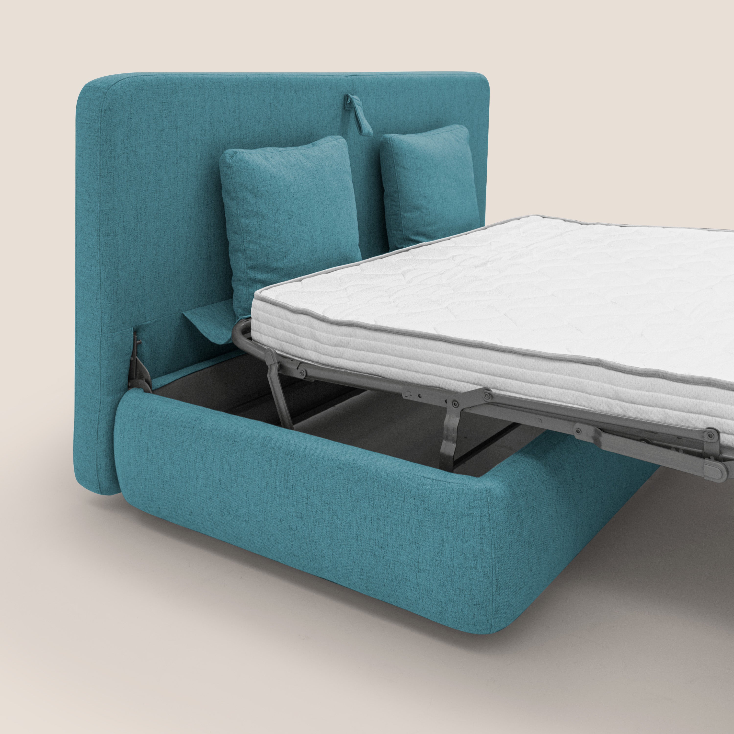 Gransasso Divano letto matrimoniale dal DESIGN innovativo in tessuto impermeabile T03 azzurro - divani.store