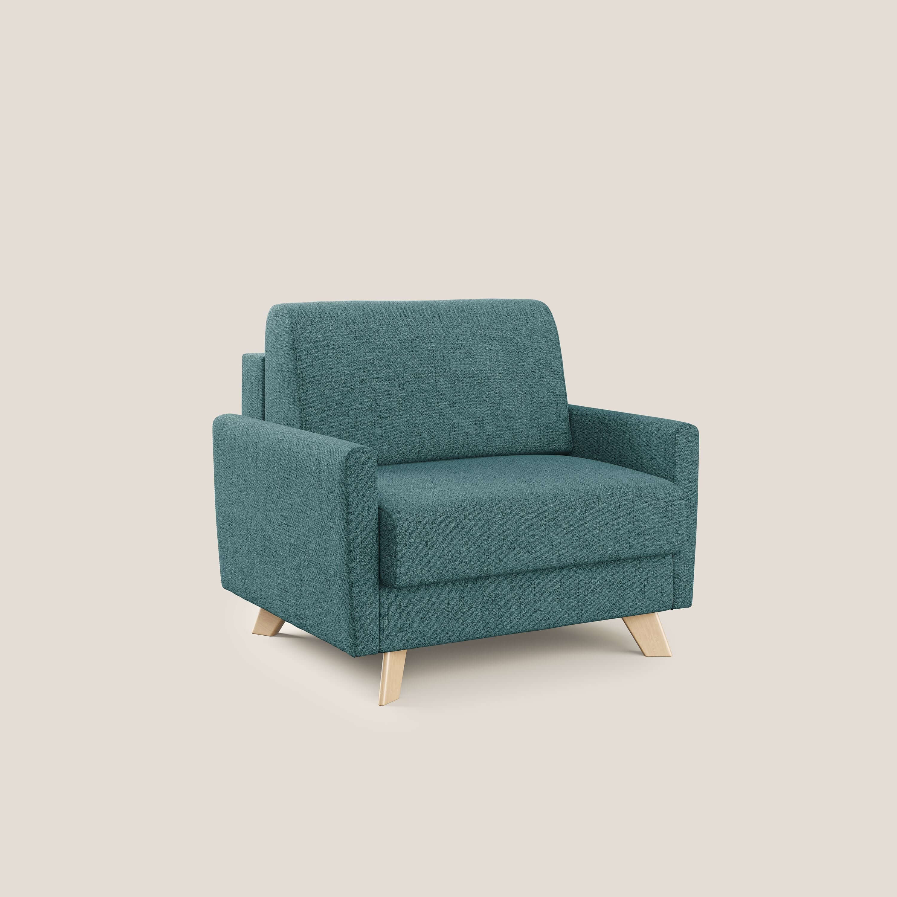 Edgar poltrona letto in tessuto felis impermeabile T03 azzurro - divani.store