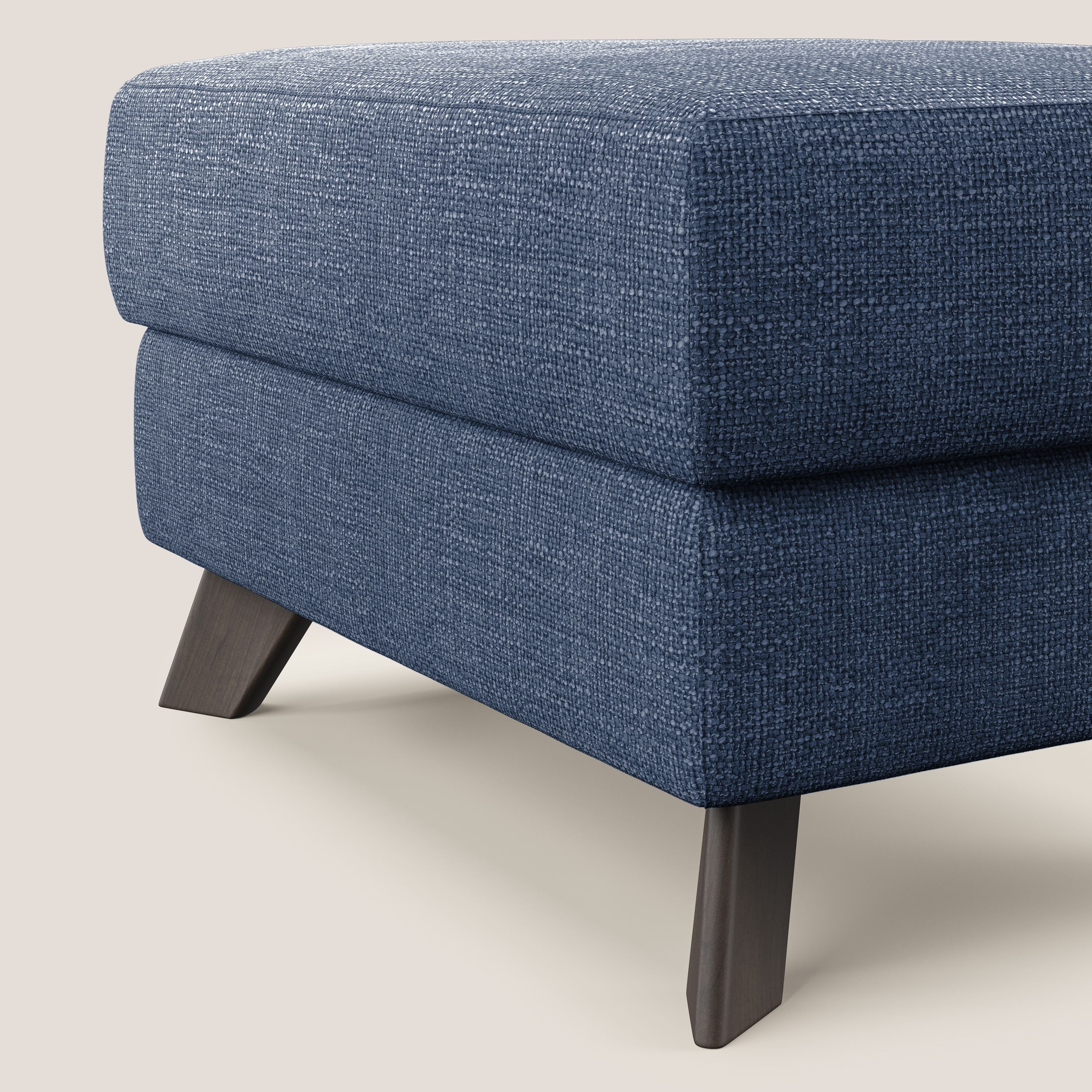 Moon Pouf contenitore e piedini alti in tessuto morbido ad intreccio soft-touch impermeabile T06 blu - divani.store