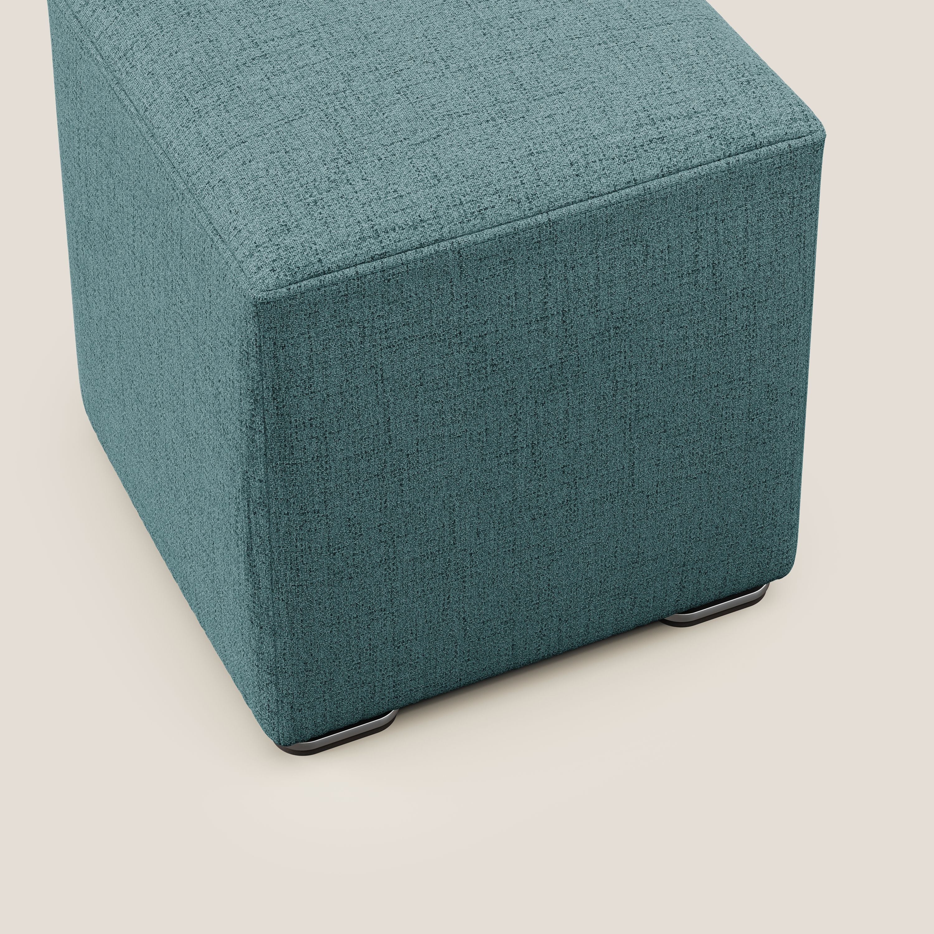 Cube pouf in tessuto morbido impermeabile T03 azzurro - divani.store