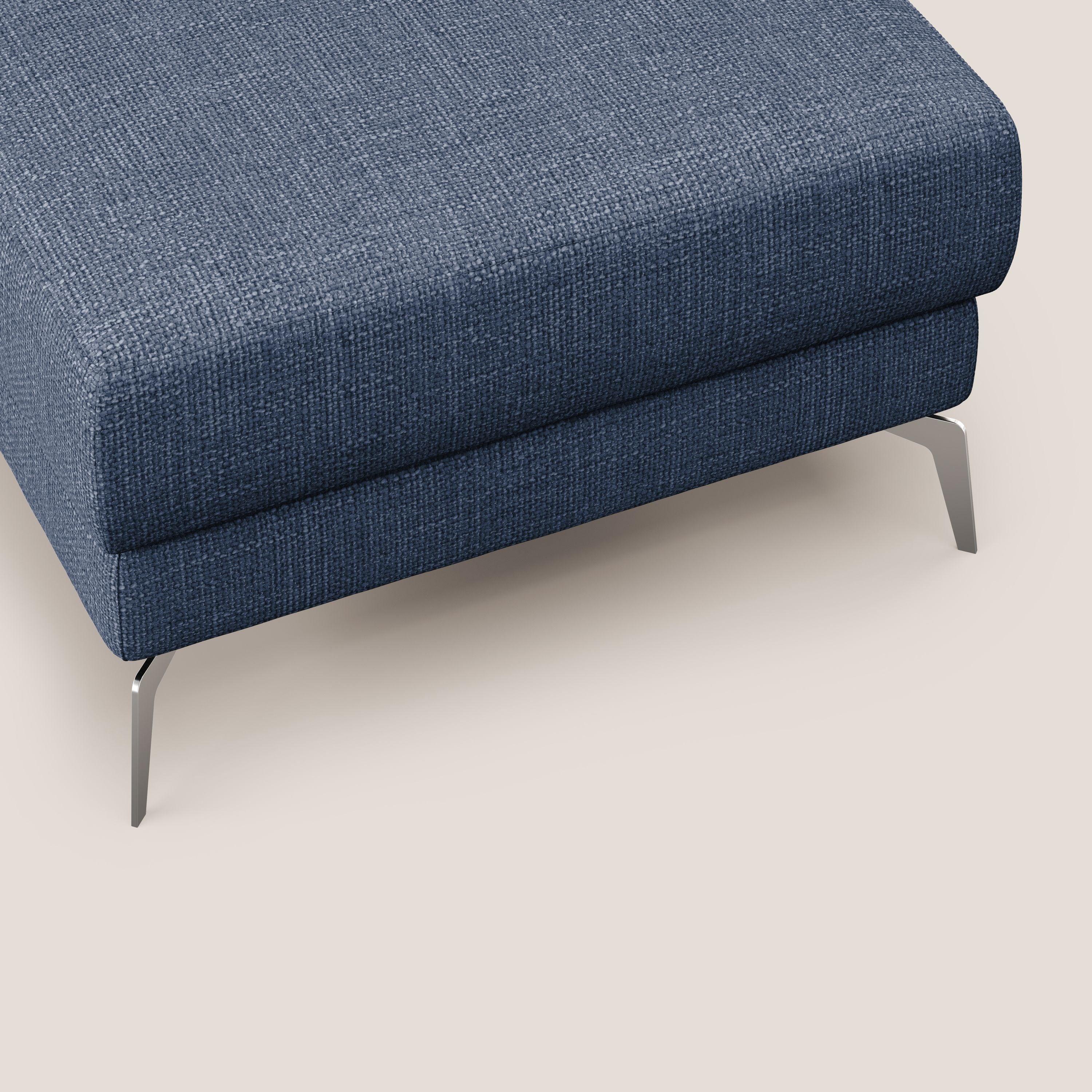 Star Pouf con piedini alti in tessuto impermeabile morbido intreccio T06 blu - divani.store