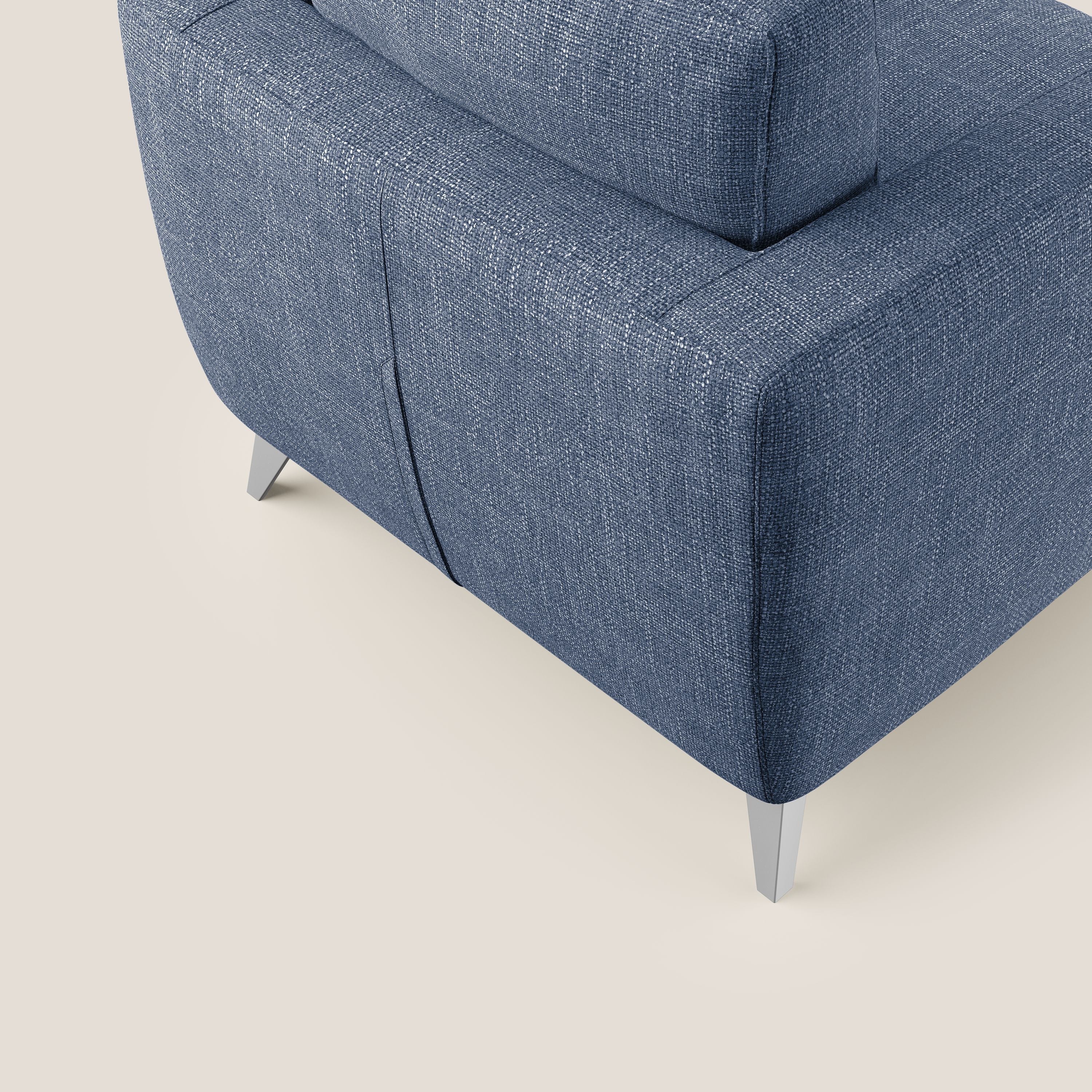 Orione Poltroncina in morbido tessuto impermeabile ad intreccio T06 blu - divani.store