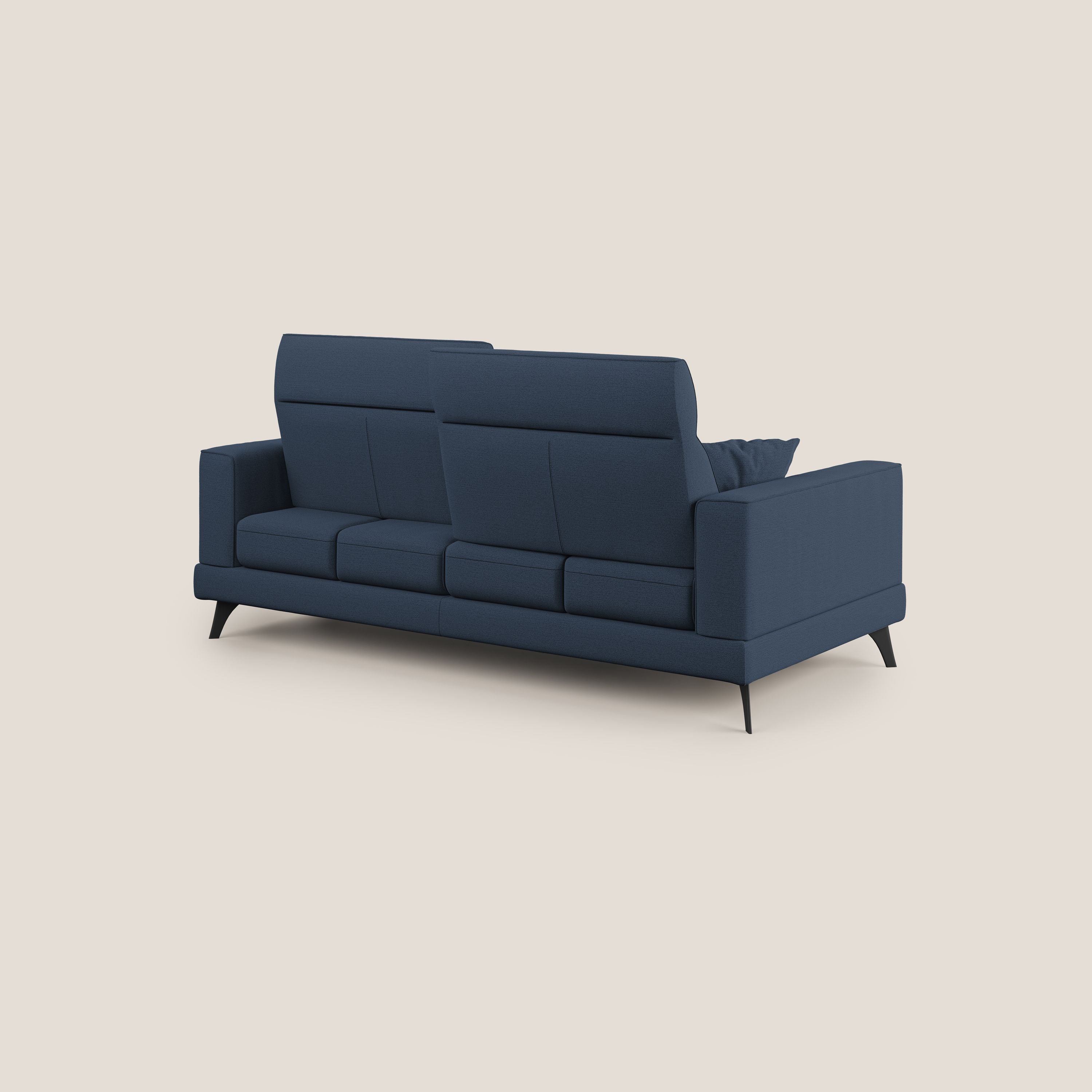 Slide Divano con schienali traslanti e poggiatesta in tessuto simil cotone impermeabile T19 blu - divani.store