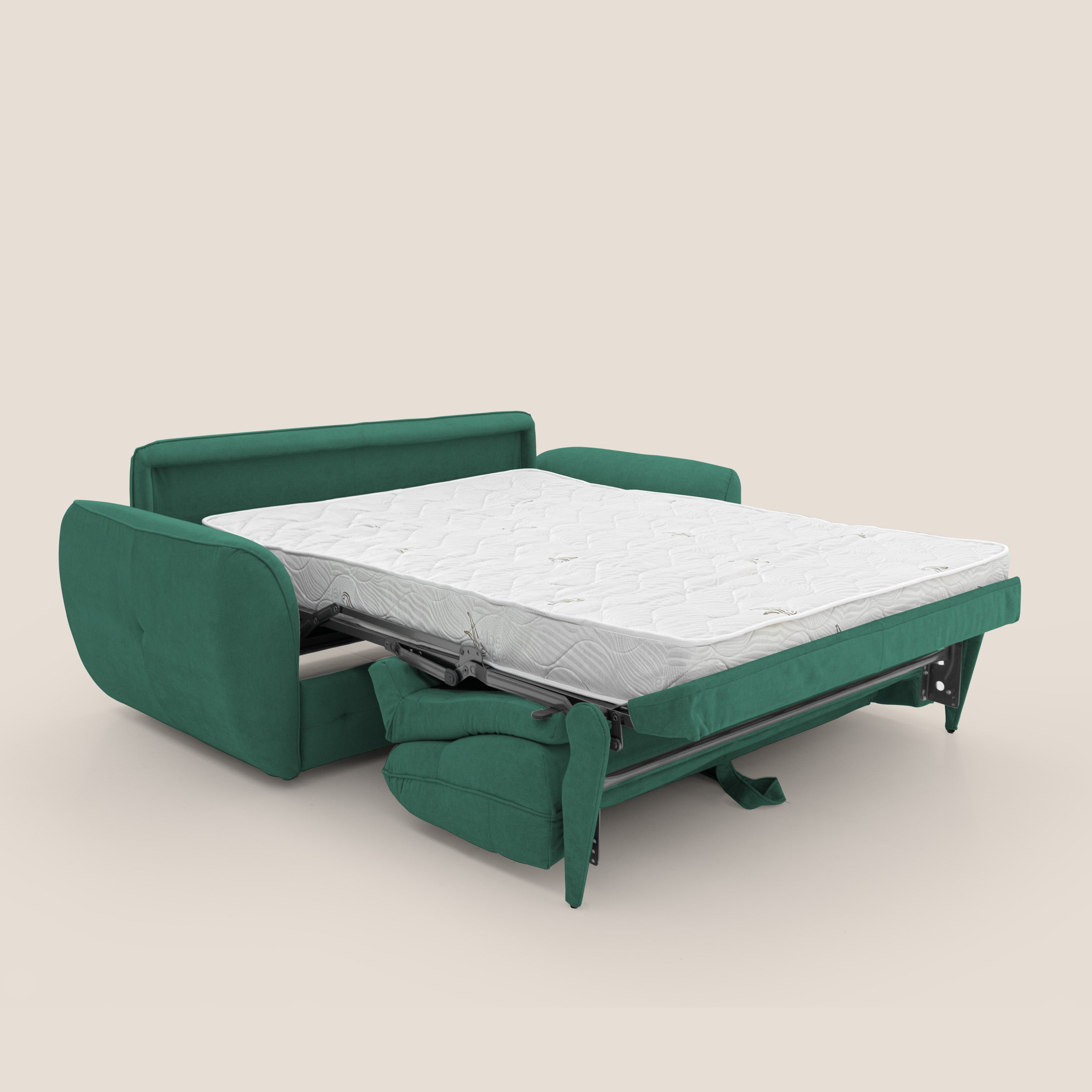 Zeus Divano letto scandinavo con schienale alto in tessuto impermeabile T02 verde - divani.store