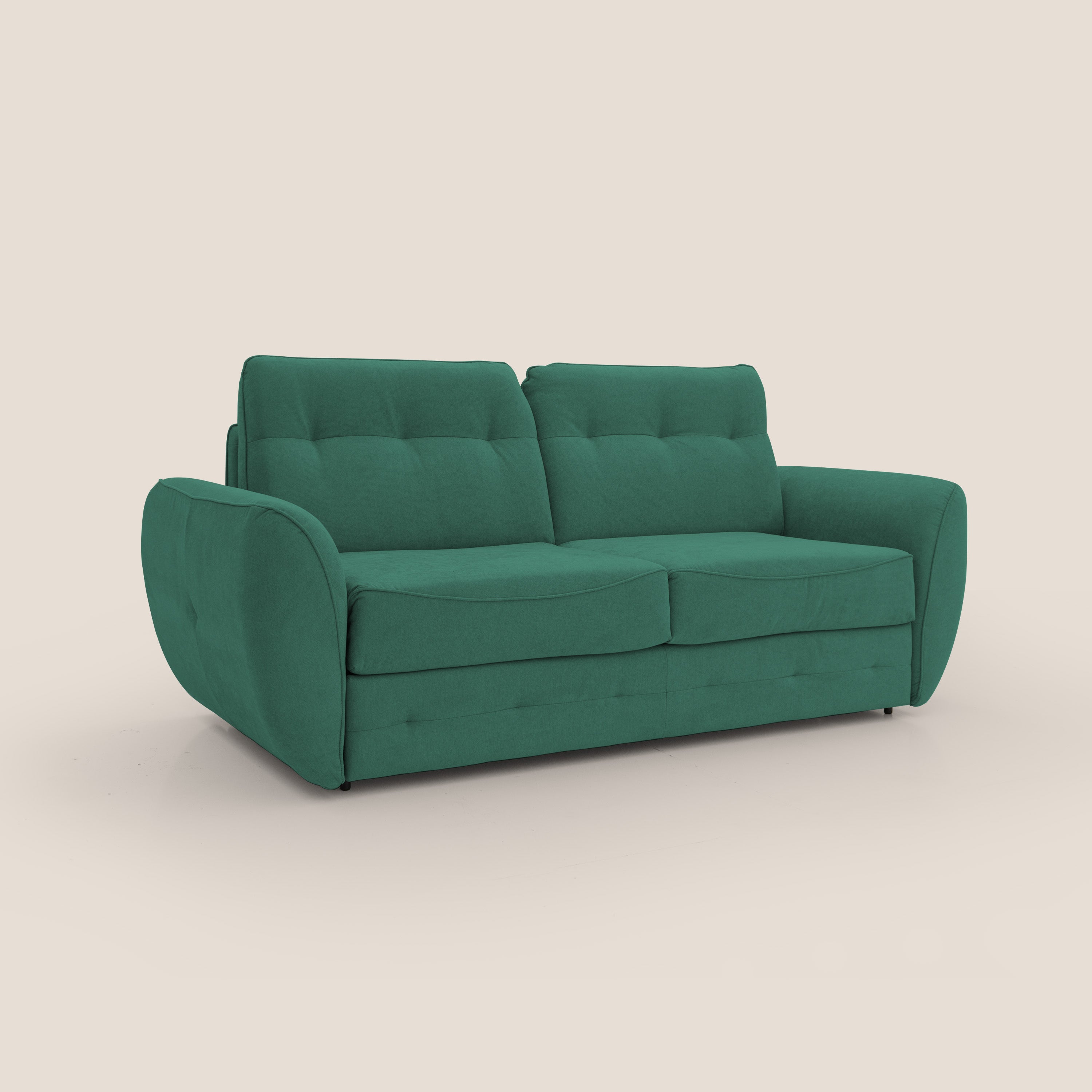 Zeus Divano letto scandinavo con schienale alto in tessuto impermeabile T02 verde - divani.store