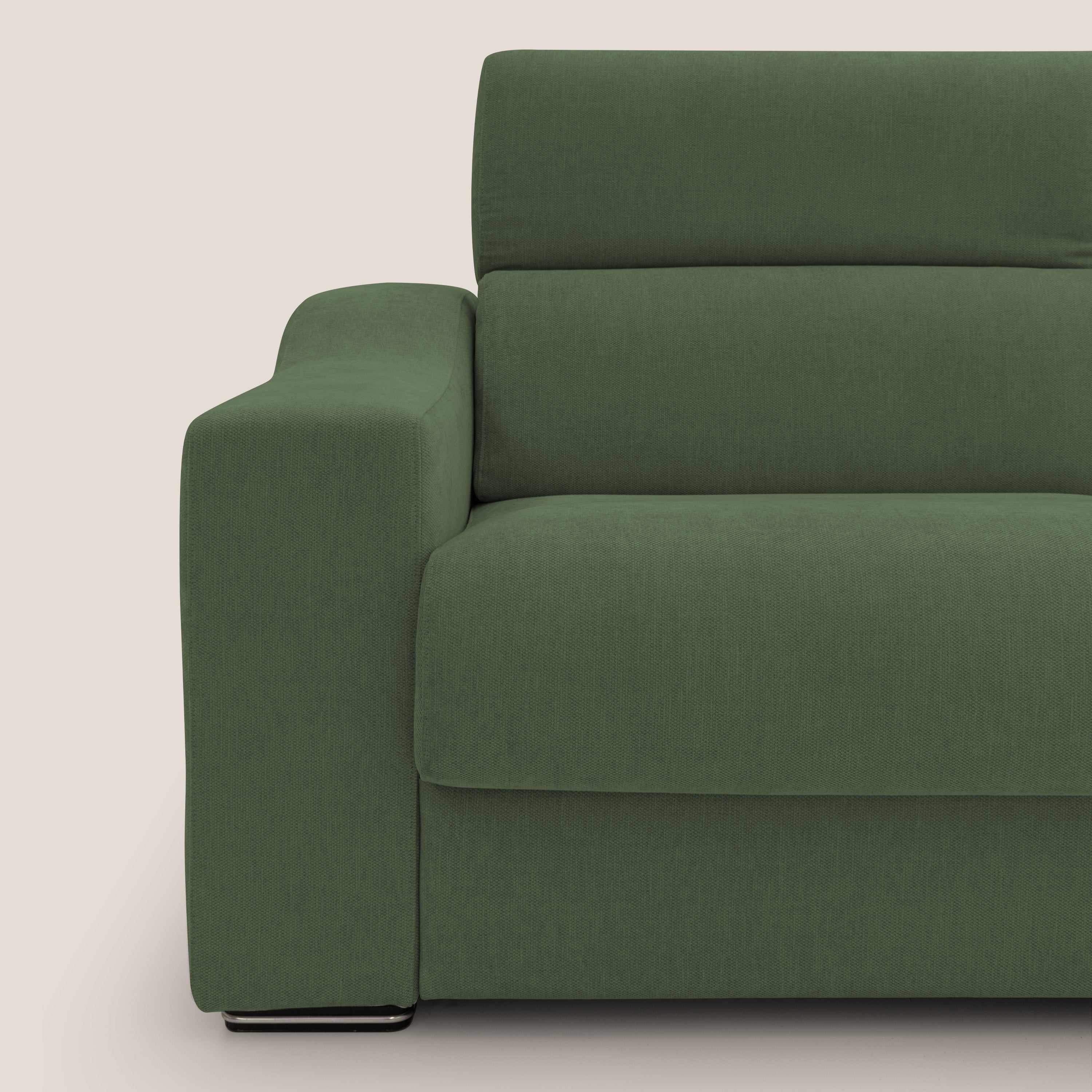 Bomber divano letto matrimoniale con poggiatesta in tessuto impermeabile T14 verde - divani.store