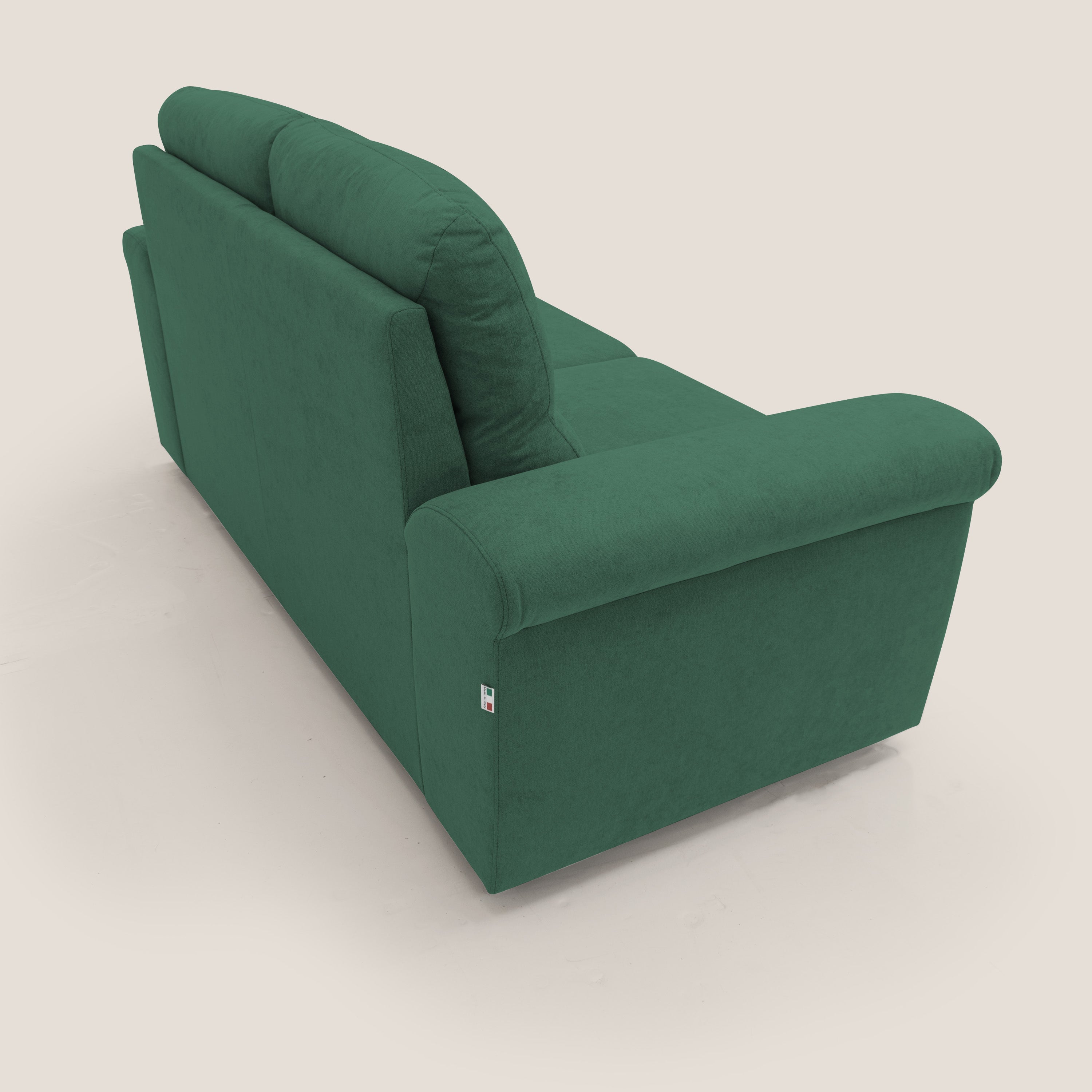 Minerva divano con pouf estraibile poggiapiedi in tessuto morbido impermeabile T02 verde - divani.store
