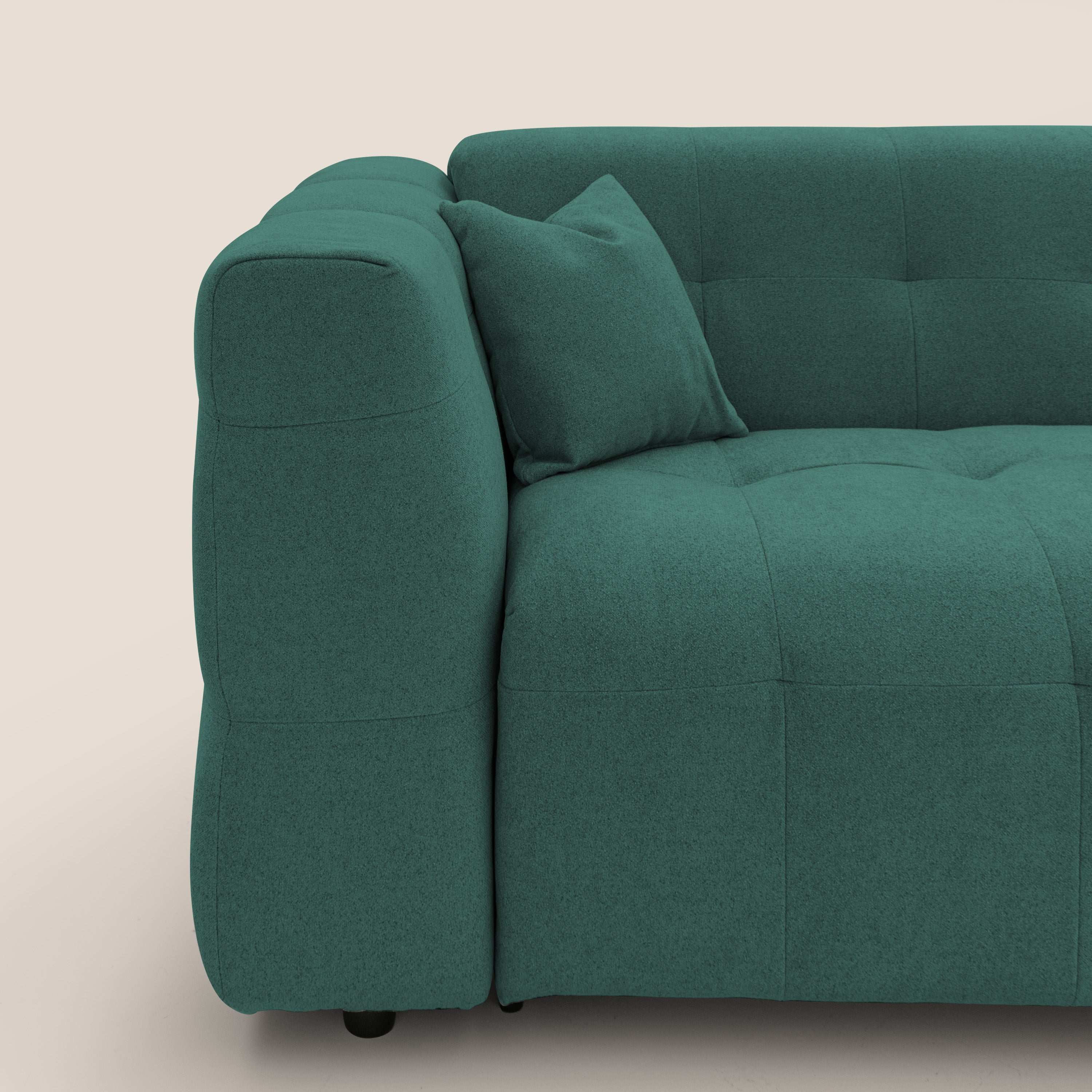 Tender Divano letto matrimoniale dal design innovativo in tessuto bouclet impermeabile T07 verde - divani.store