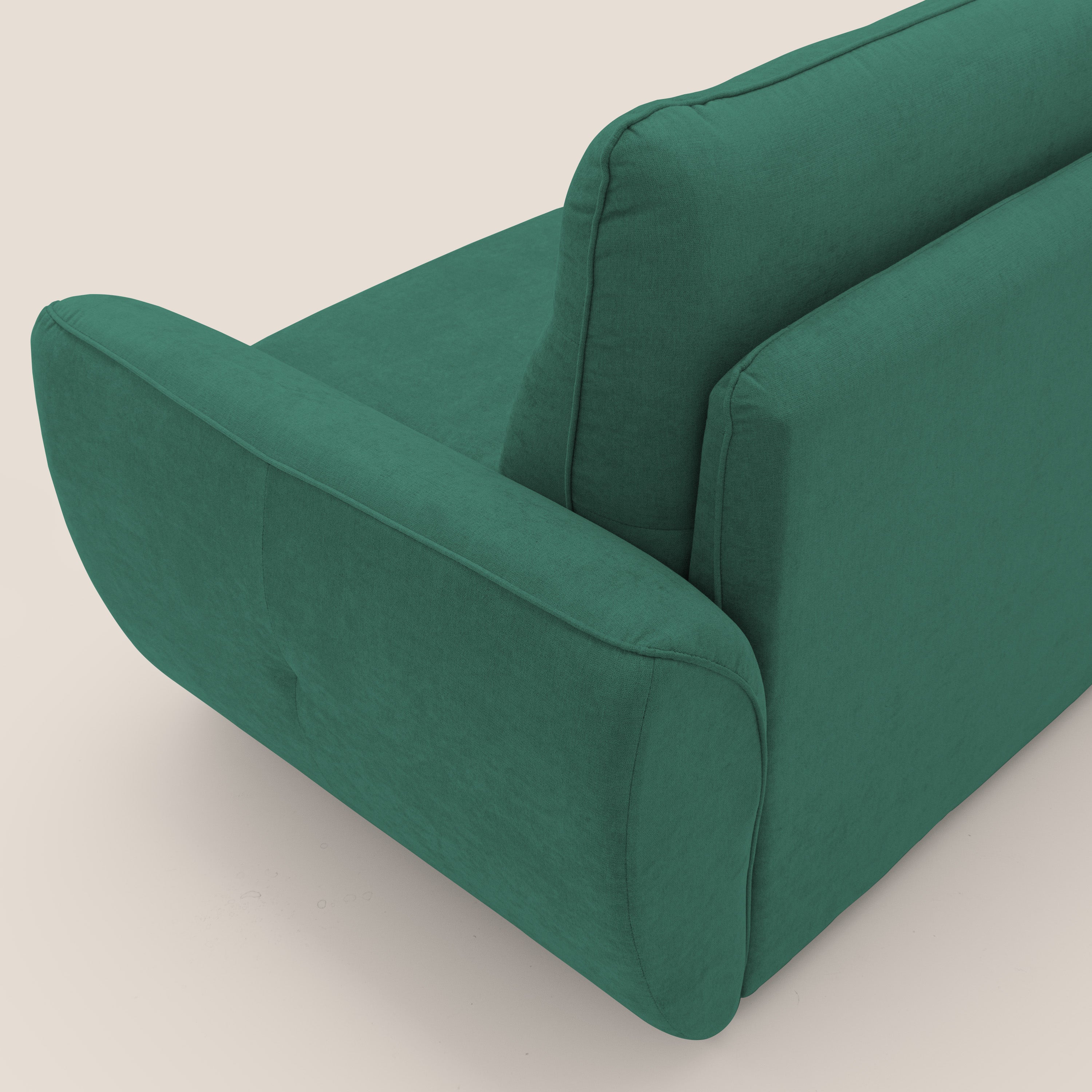 Zeus Divano letto scandinavo con schienale alto in tessuto impermeabile T02 verde - divani.store