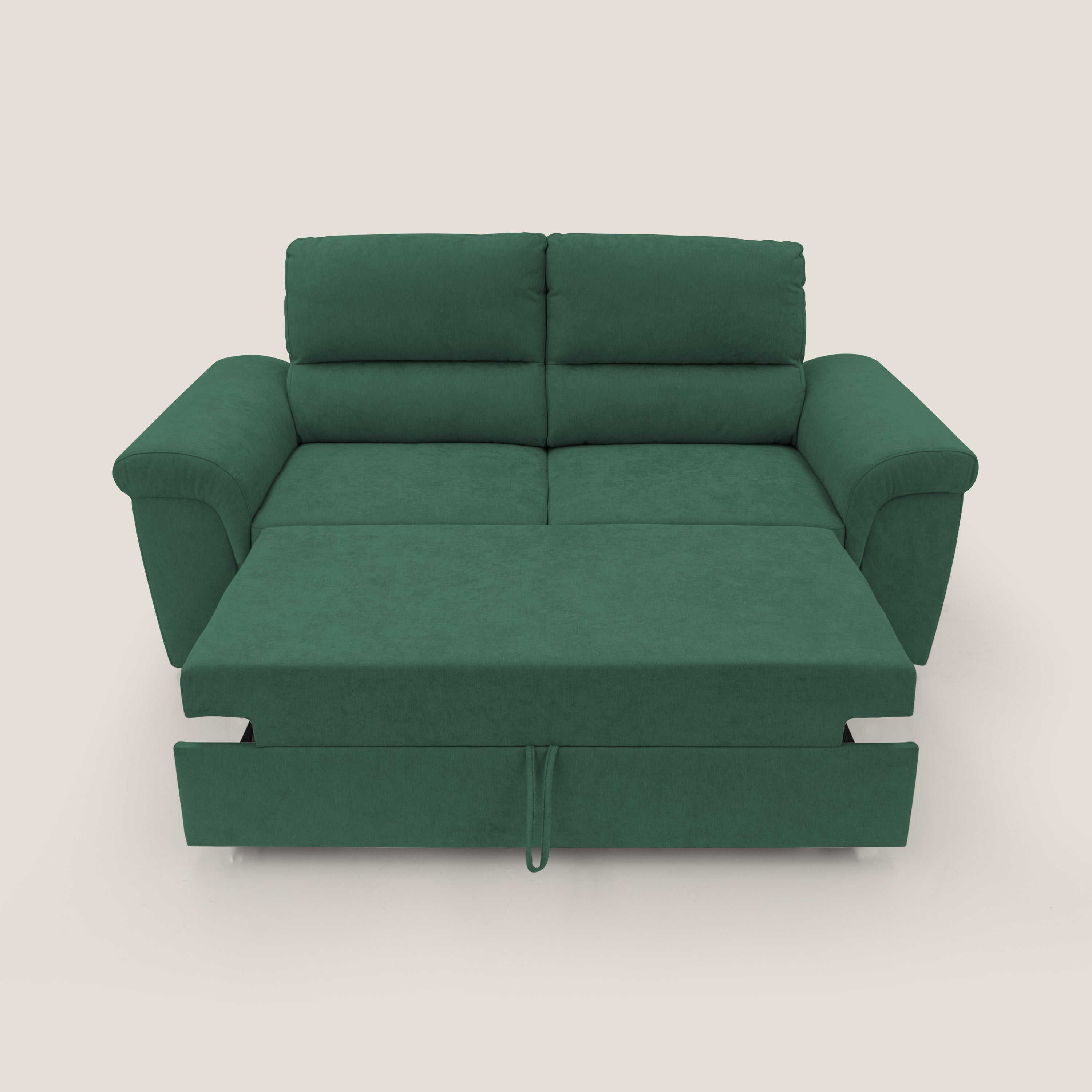 Minerva divano con pouf estraibile poggiapiedi in tessuto morbido impermeabile T02 verde - divani.store