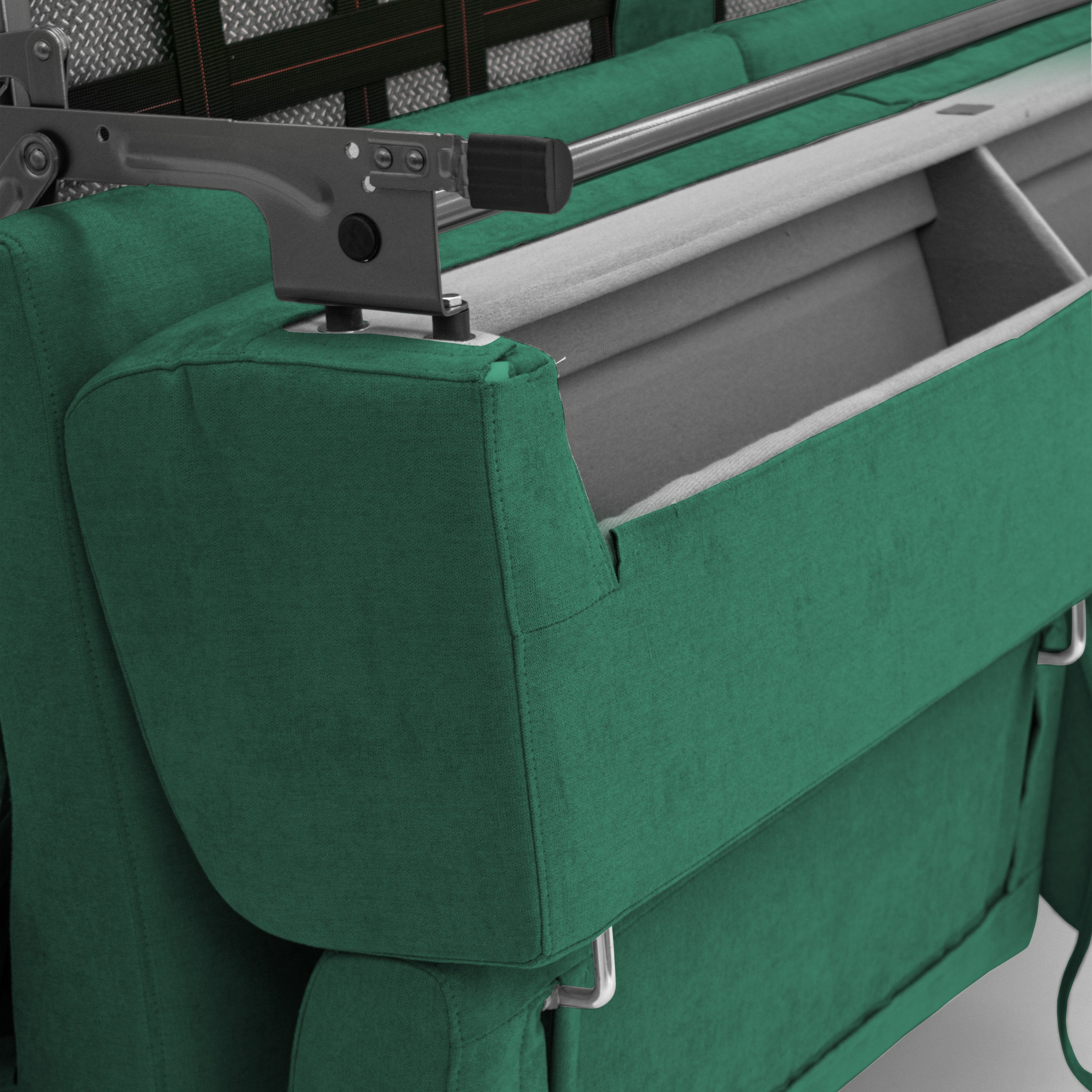 Bjorn divano letto sfoderabile con materasso H18 cm e poggiatesta reclinabili in tessuto impermeabile T02 verde - divani.store