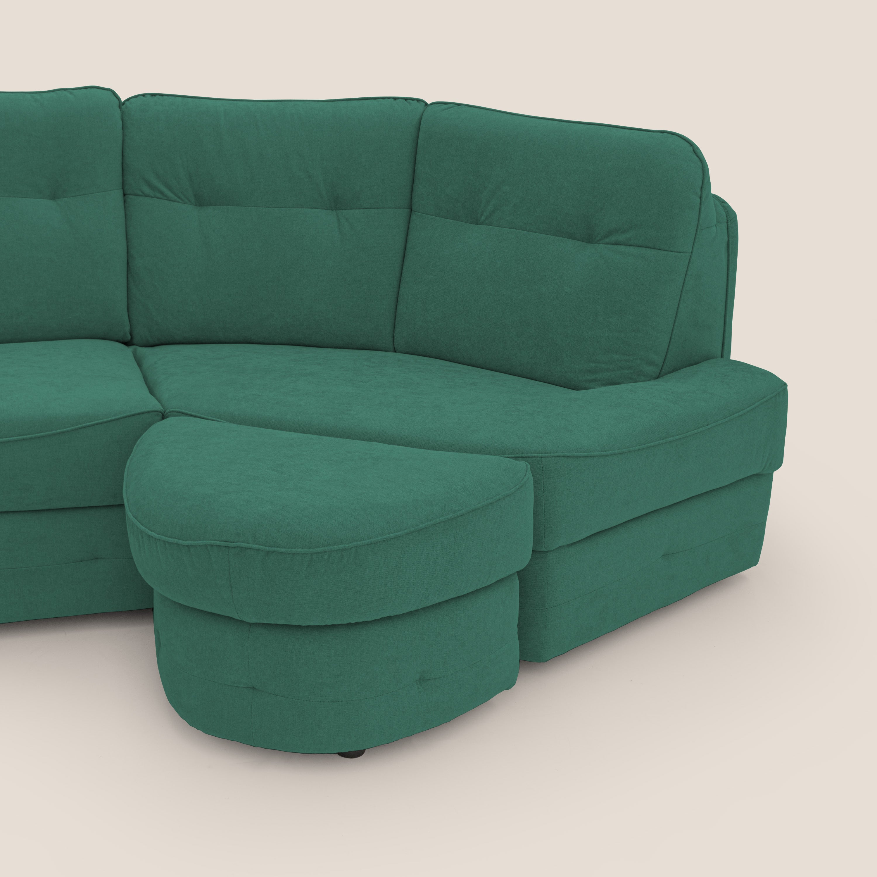 Zeus divano letto angolare con materasso H18 cm pouf mobile in tessuto impermeabile T02 - divani.store