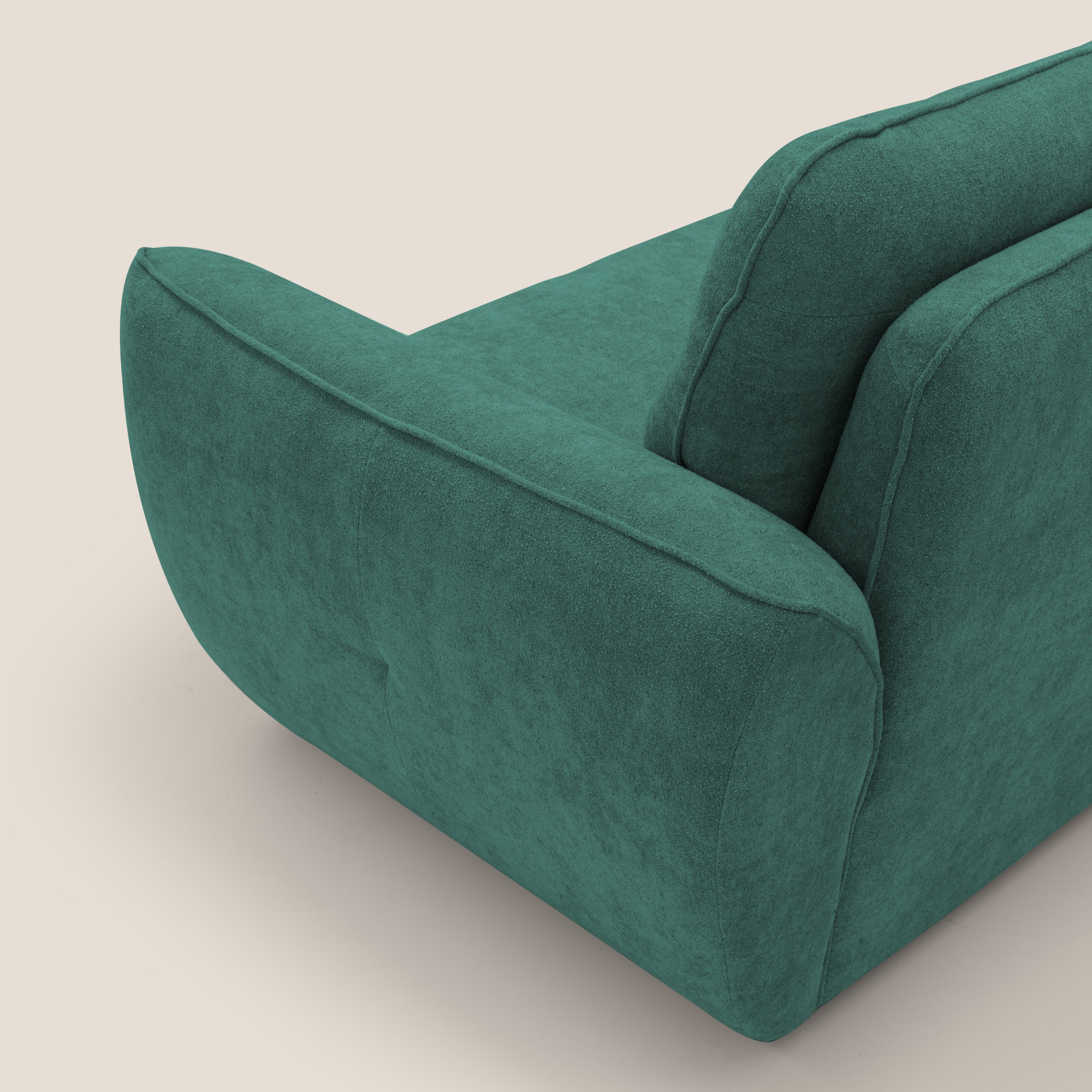 Cerbero divano 2 e 3 posti in morbido bouclé impermeabile T07 verde - divani.store