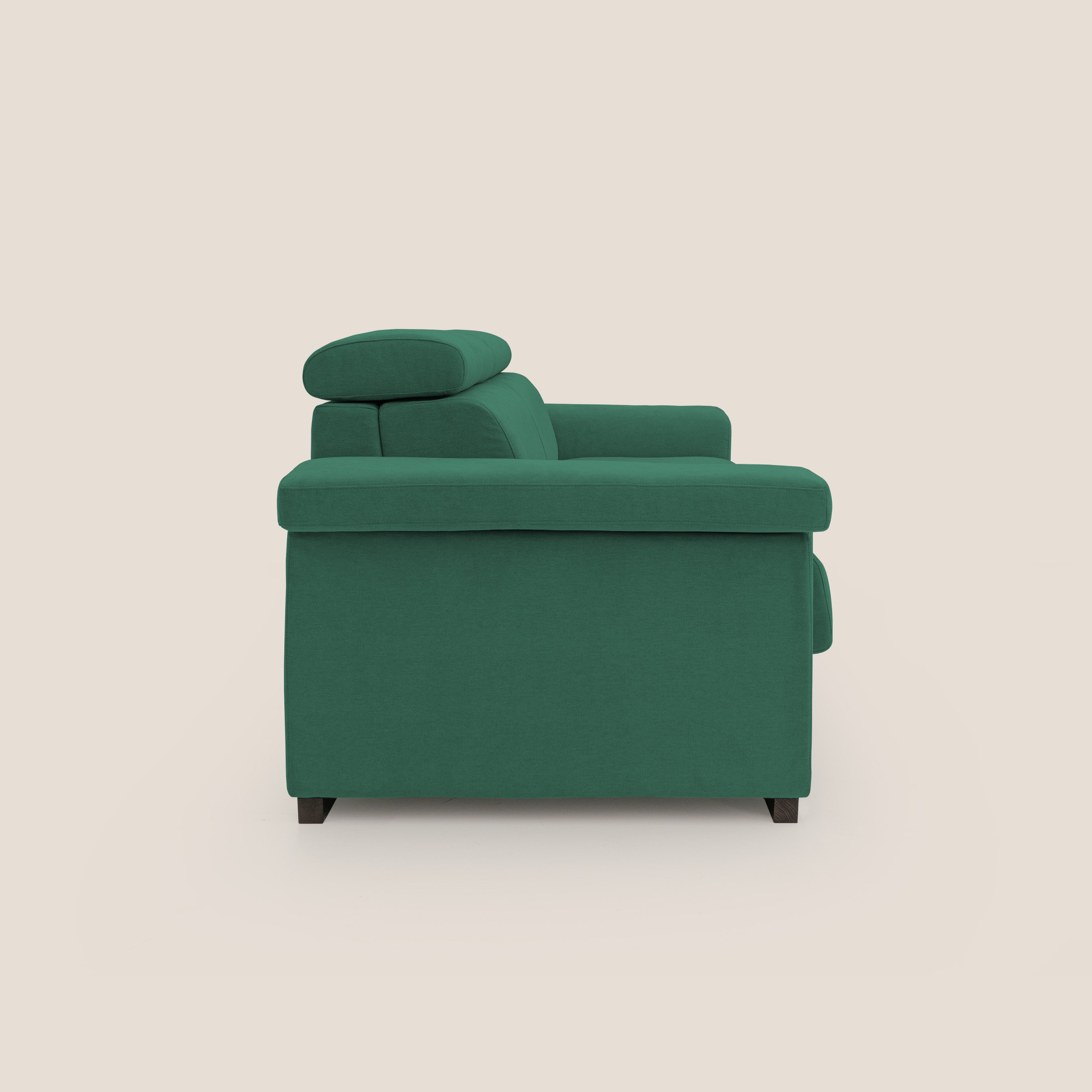 Bjorn divano letto sfoderabile con materasso H18 cm e poggiatesta reclinabili in tessuto impermeabile T02 verde - divani.store