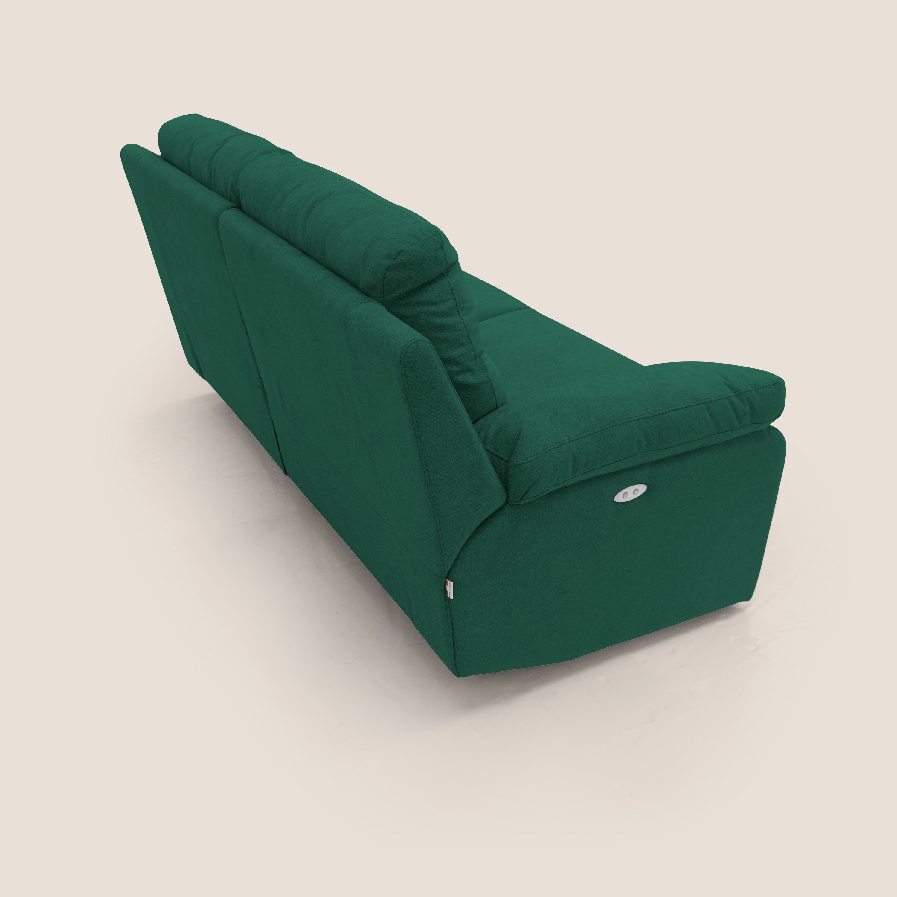 Romeo Divano relax con recliner elettrico in morbido tessuto impermeabile T02 verde - divani.store
