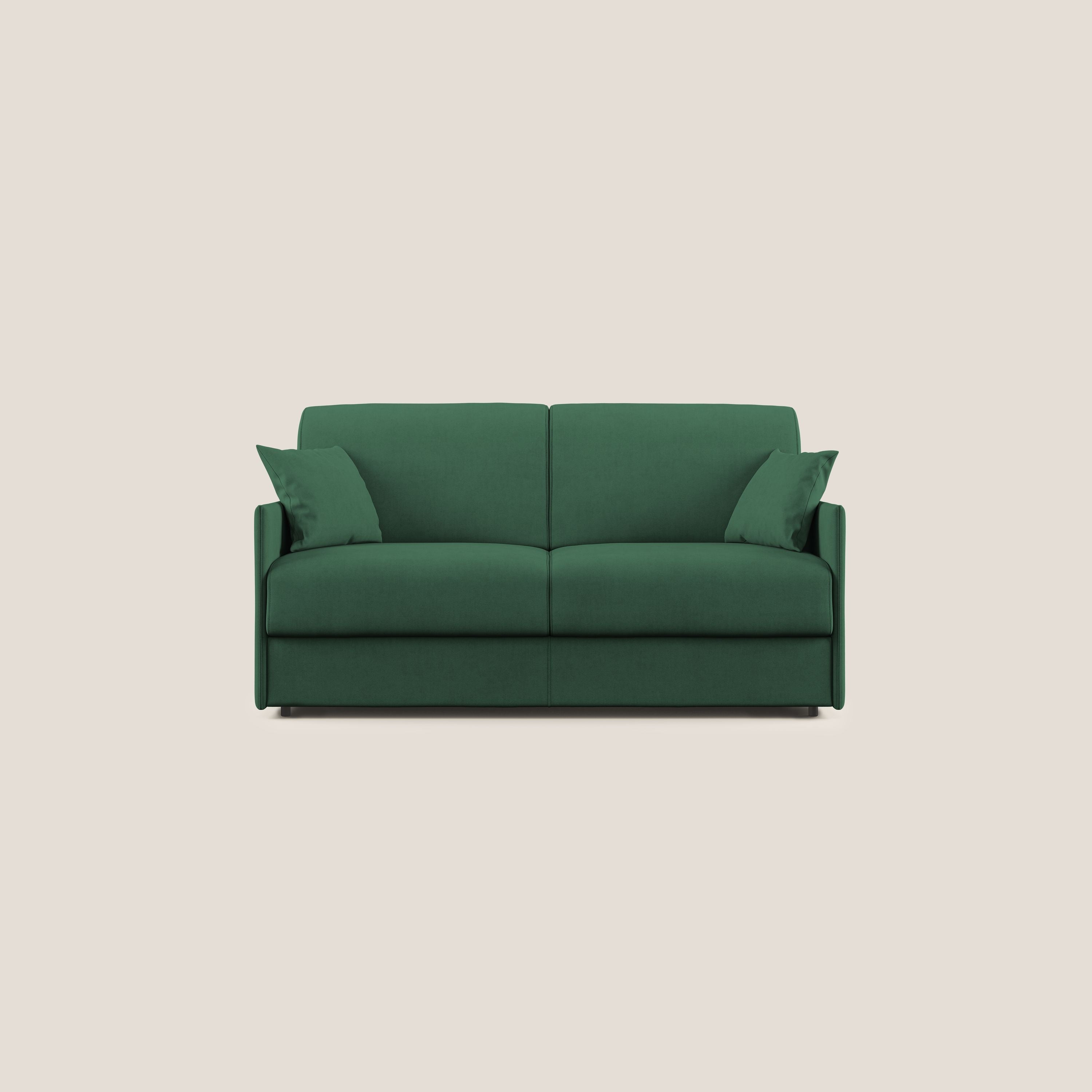 Evans Divano letto in morbido tessuto impermeabile T02 verde - divani.store